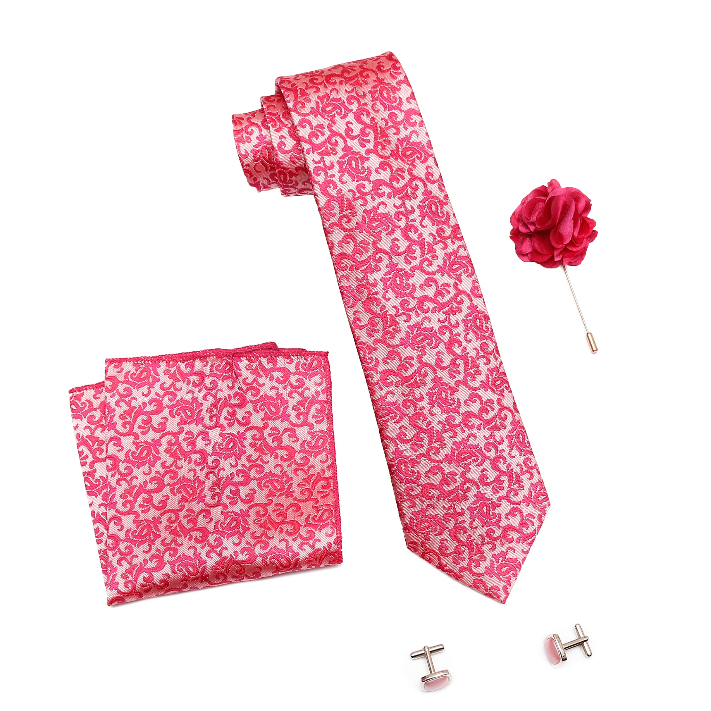 axlon Tie for Men – Paisley Silk Neck Ties Set with Cufflinks Flower Pin, Pocket Square & Black Gift Box, Combo Necktie Sets for Office Wear, Formal Suits & Weddings (0, AXAMBI6RX)-picture-35