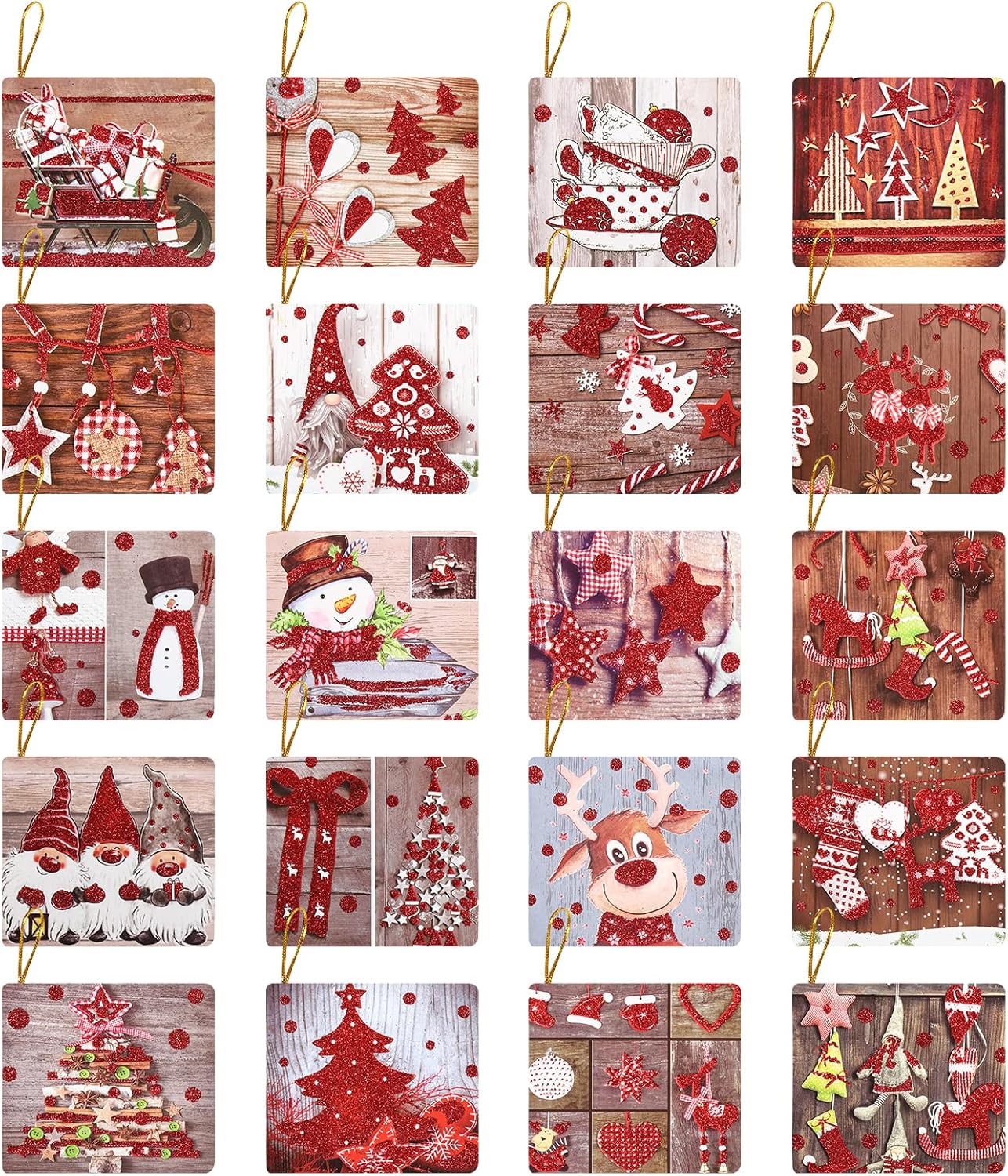 Gukasxi Mini Cartes de Noel, 160 pièces Mini Carte de Voeux de Noel mit Cordon, Mini Carte