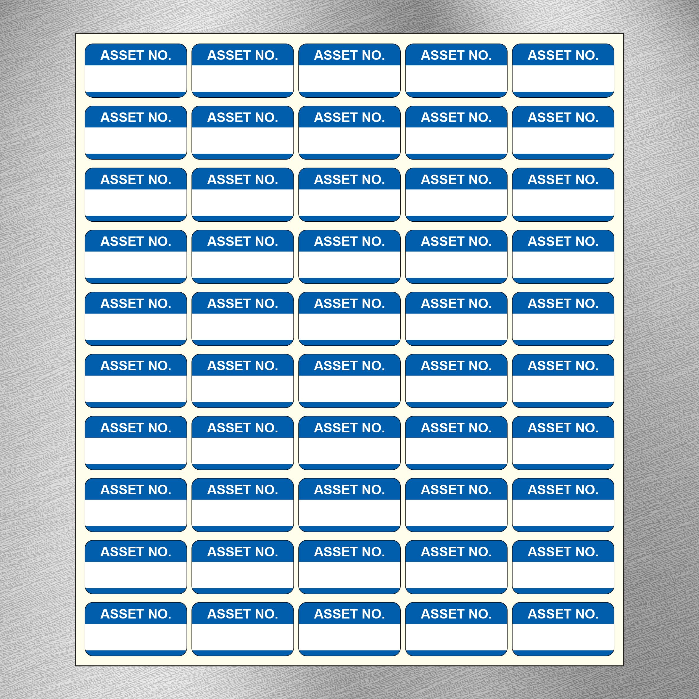 Asset Number Quality Control Labels- 250 Stickers 38mm x 22mm Blue