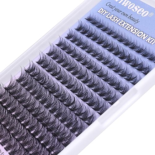 Miniatura 7 de Kit de extensión de pestañas para bricolaje, pestañas en racimo, 156 unidades, kit de extensión de pestañas individuales, volumen natural, kit de