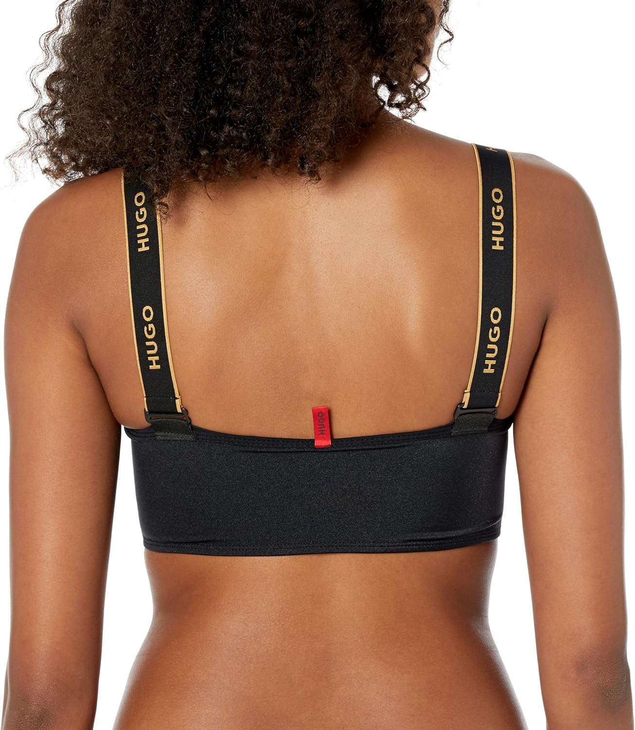 HUGO Women's Quick Dry Bandeau Swim Top with Metallic Thread Straps