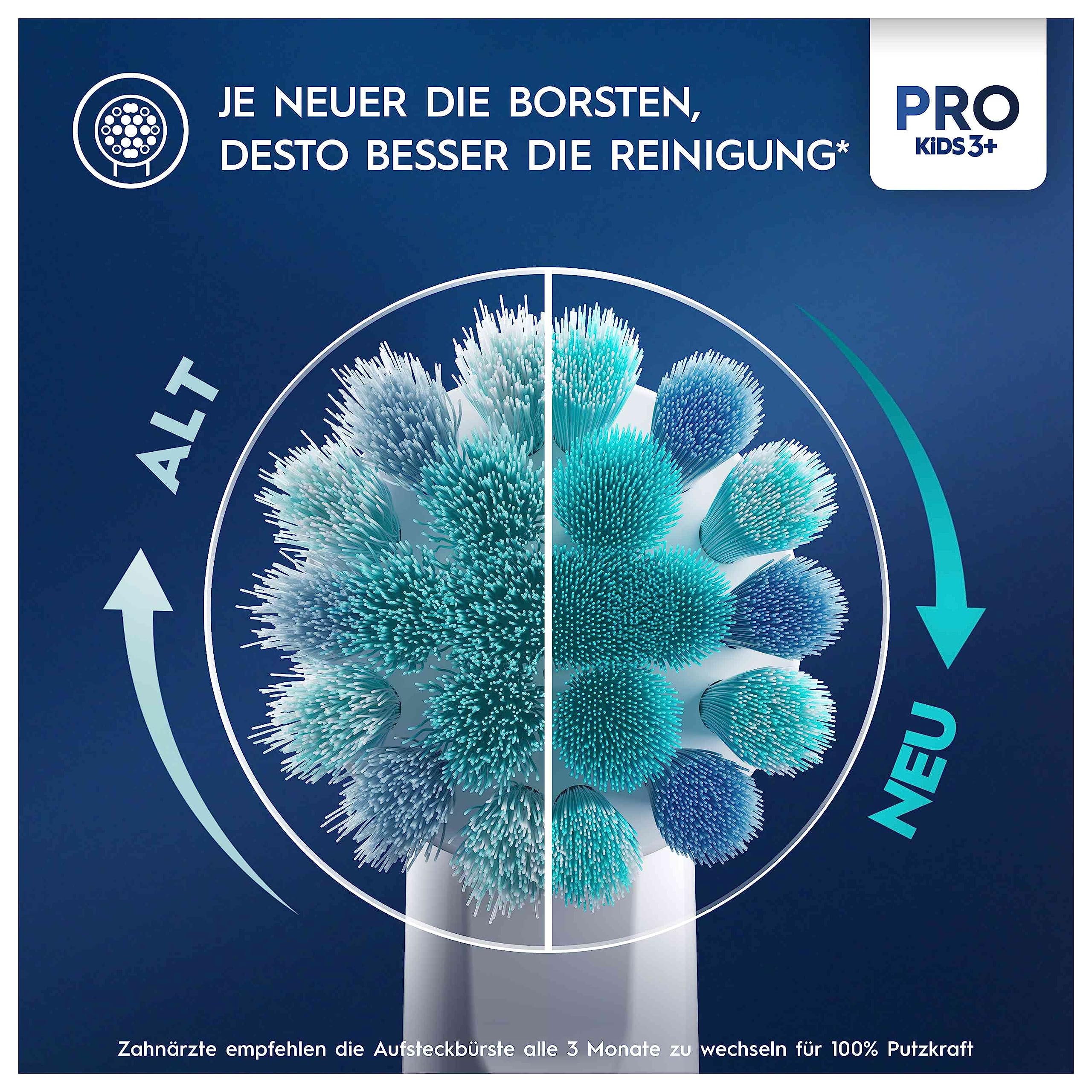 Oral-B Pro Kids Cars Elektrische Zahnbürste/Electric Toothbrush für Kinder ab 3 Jahren, inkl. Sensitiv+ Modus für Zahnpflege, extra weiche Borsten, 1 Aufsteckbürste, 1 Reiseetui, 4 Sticker, rot/blau