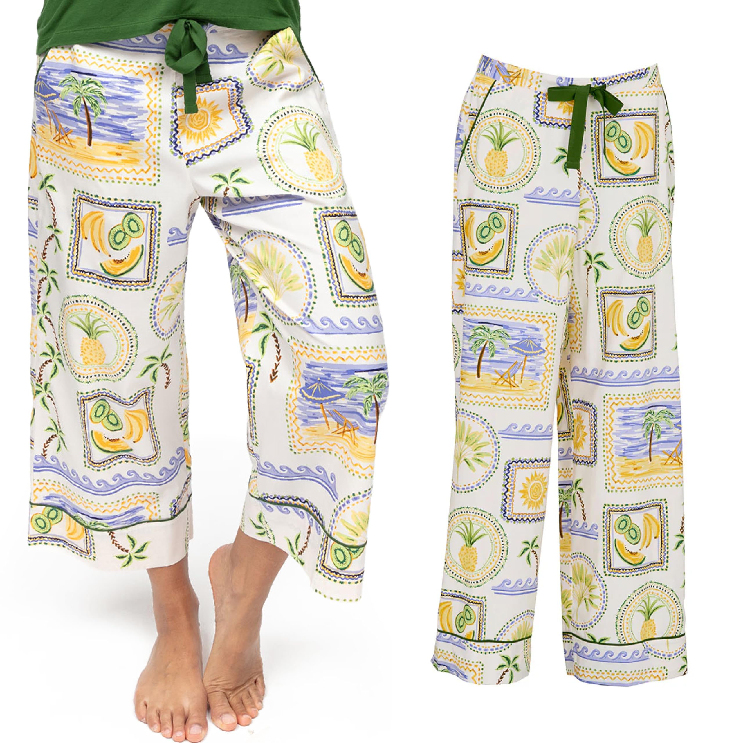 Cyberjammies Women's Cora Postcard Cora Postcard Print Wide Leg Pyjama Bottoms | Cotton Modal Pyjamas | Lightweight Pjs Lounge Wear