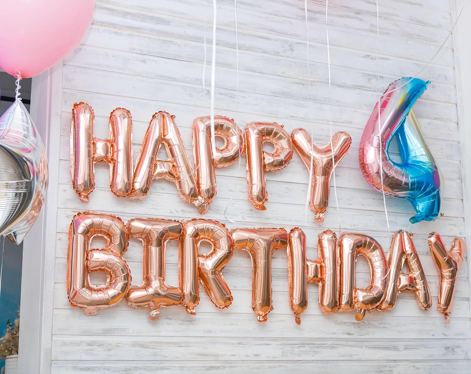 Rose Gold Happy Birthday Balloon Banner, 16 Inch Foil Mylar Happy Birthday Balloons Letters, Reusable Happy Birthday Sign, Rose Gold Birthday Decorations for Women and Girls - Image 4