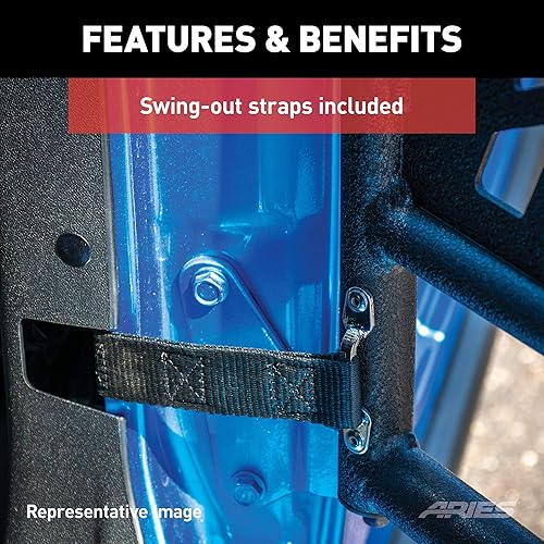 Miniatura 8 de ARIES 2500200 aluminio negro trasero Jeep Wrangler JL, medias puertas de tubo gladiador