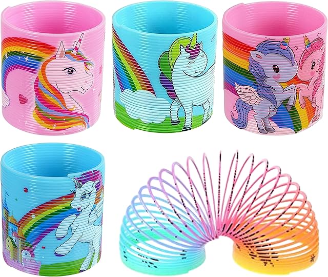 2x Random Unicorn Bouncing Magic Coils 6.5cm | Spiral Kids Birthday Gifts | Sensory Fidget Toys For Kids and Adults, Halloween Party Unisex Kids Gift 3+ Years