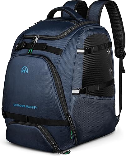 OutdoorMaster Ski Boot Bag, 50L Waterproof Snowboard Bag for Air Travel, Travel Boot Backpack for Ski Helmet, Goggles