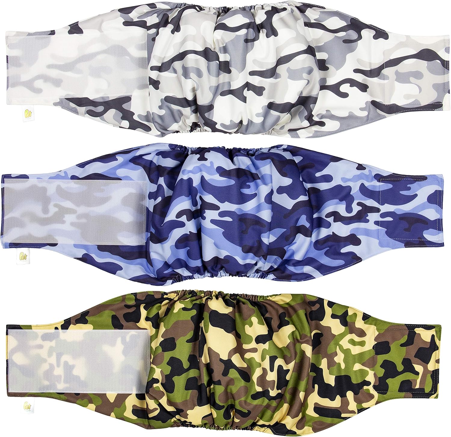 PET MAGASIN Male Dog Belly Manner Band Wraps Nappies (3 Pack) (Large, Camo)