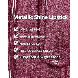 MAKI YIKA Dark Purple Lipstick for Women Metallic Lipsticks Glitter Long Lasting Lipstick No Smudge No Transfer Liquid Lip Gloss (BR16 Last Kiss)