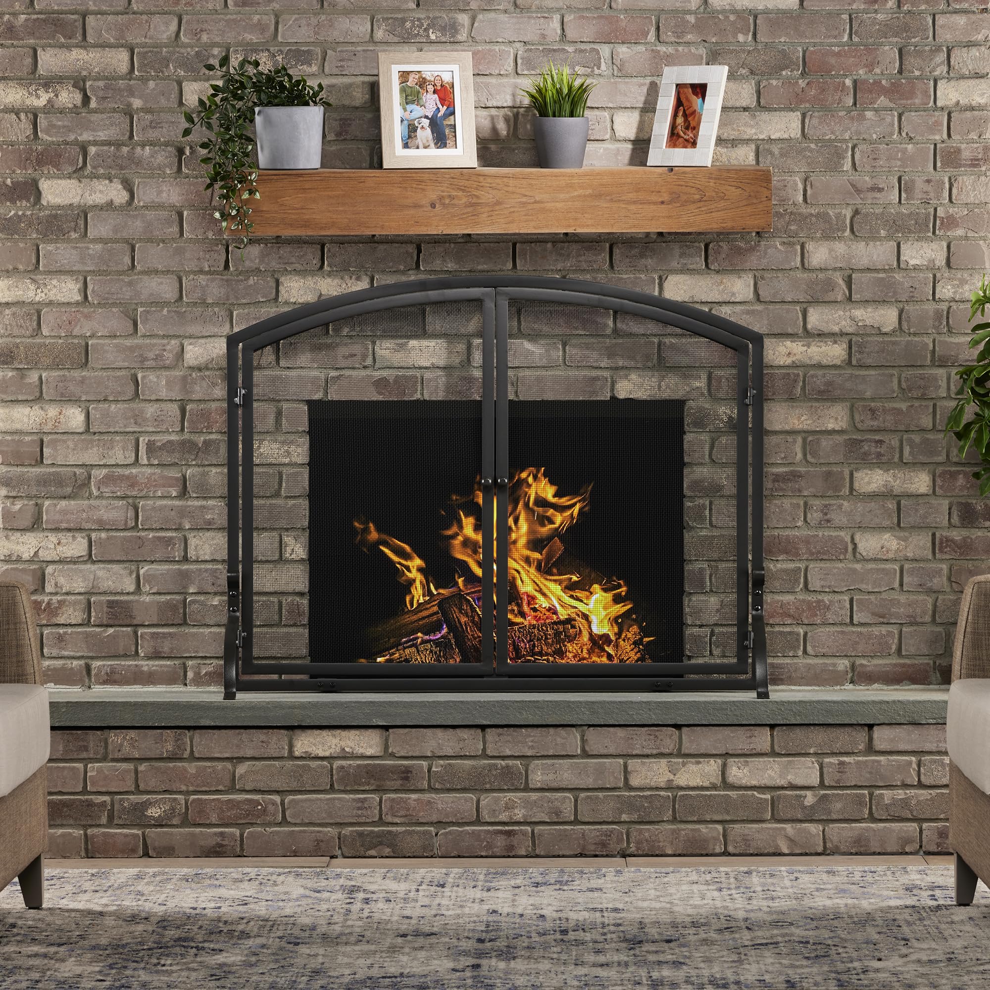 Snapklik.com : UniFlame Single Panel Olde World Iron Fireplace Screen