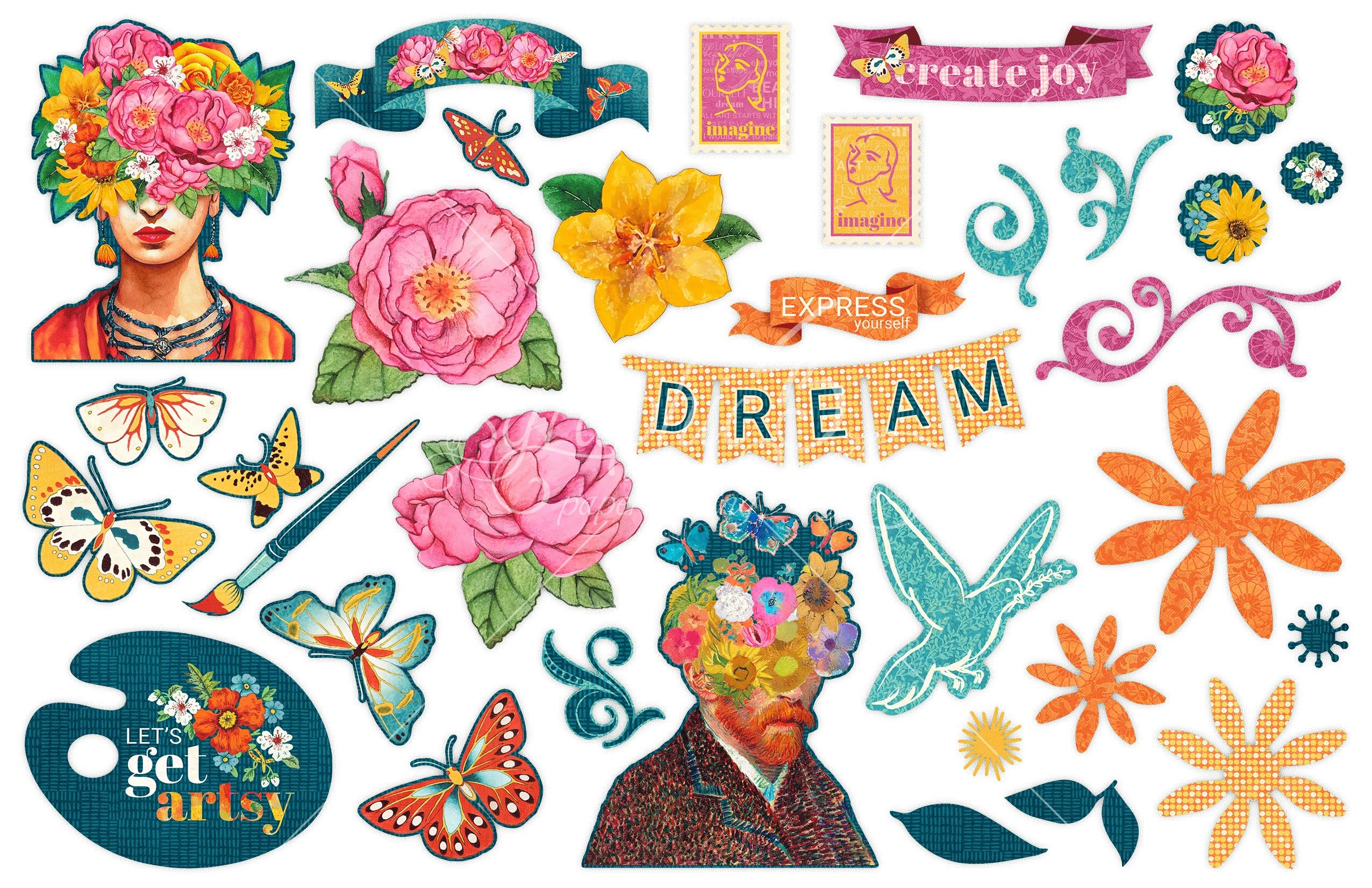 Graphic 45 Ephemera Die-Cut Assortment-Let's Get Artsy
