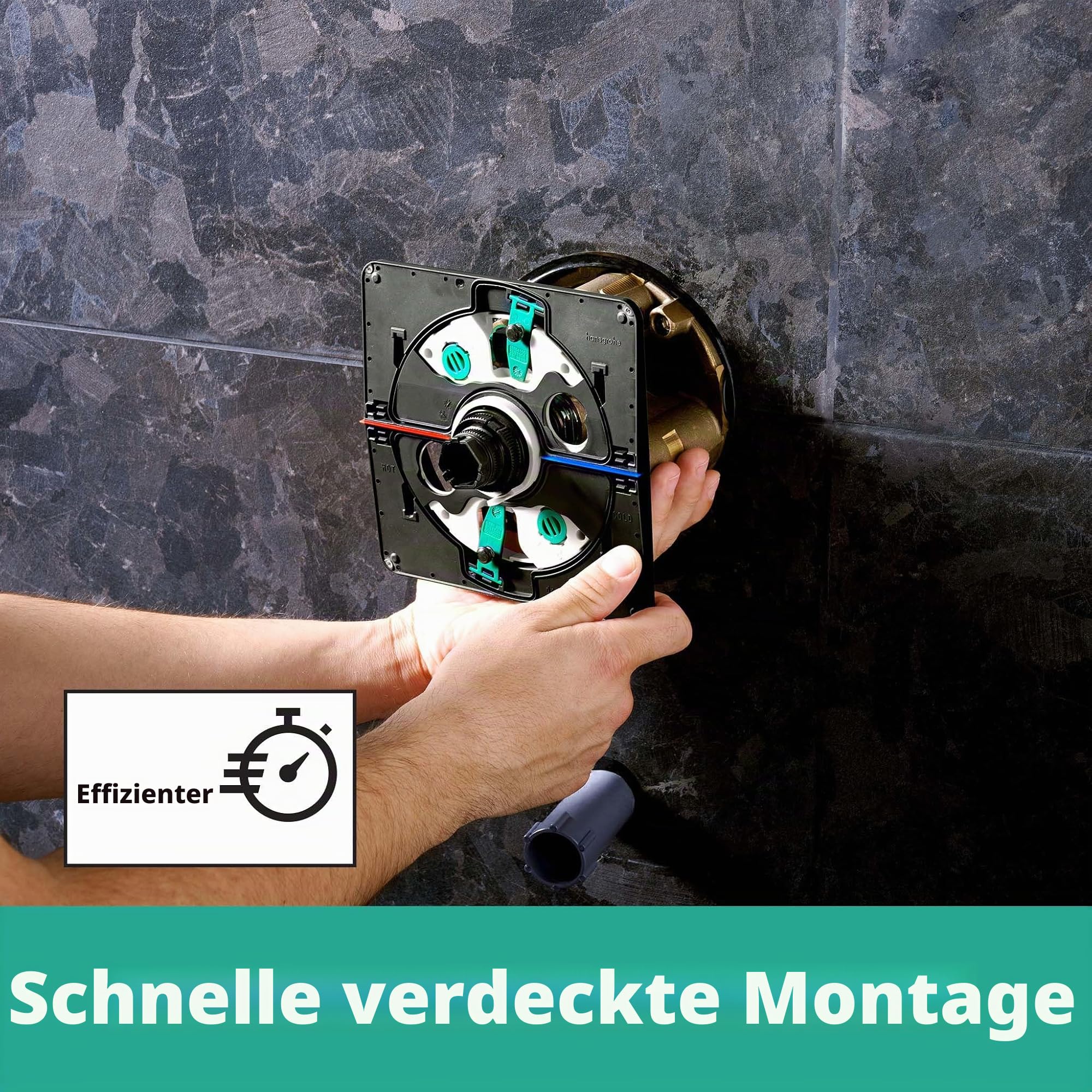 hansgrohe ShowerSelect Comfort Q - Thermostat Unterputz, Armatur mit Sicherheitssperre (SafetyStop) bei 40° C, Thermostat, Mischbatterie für 2 Verbraucher, Mattschwarz