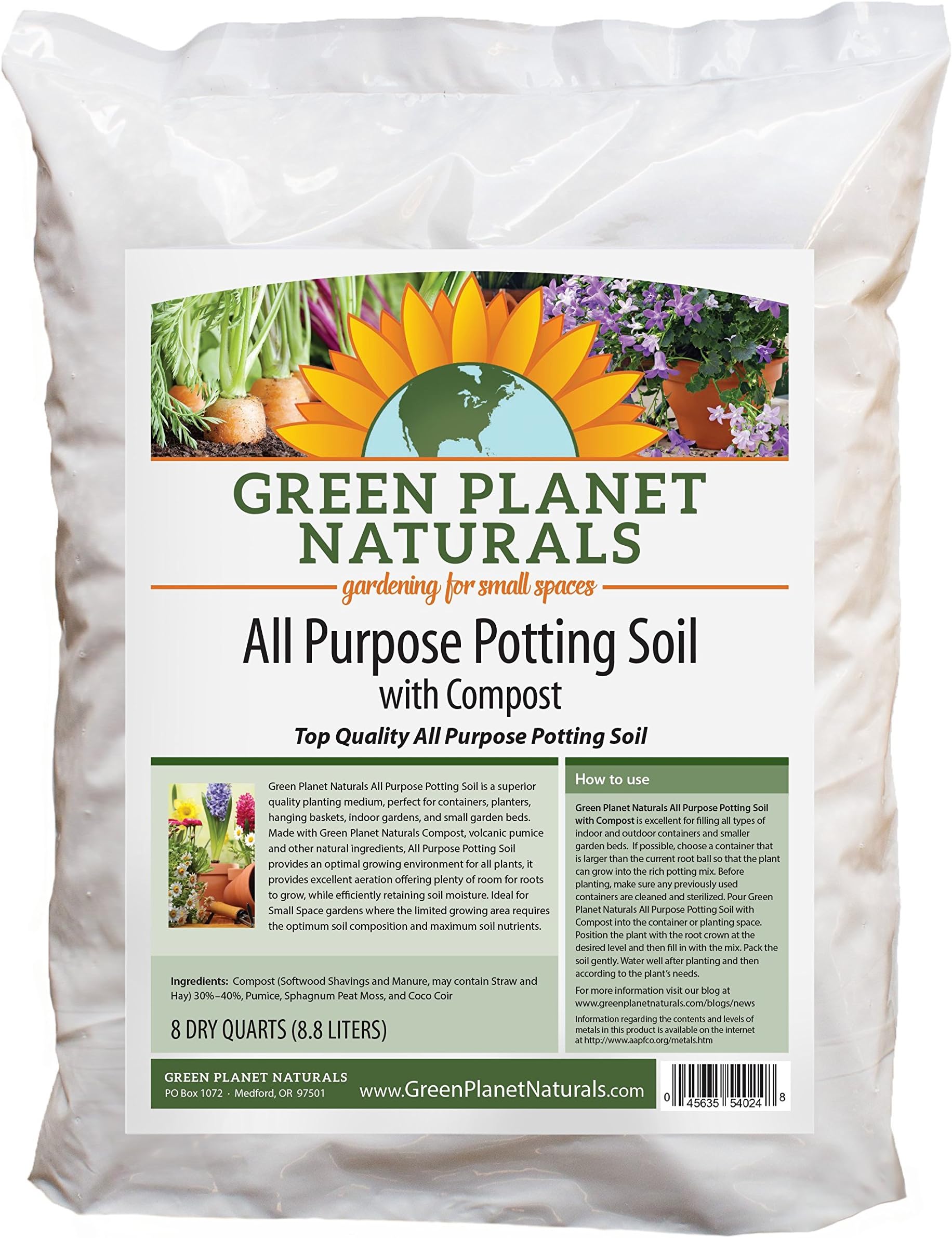 All Purpose Potting Soil Indoor / Outdoor - 8 Dry Quarts