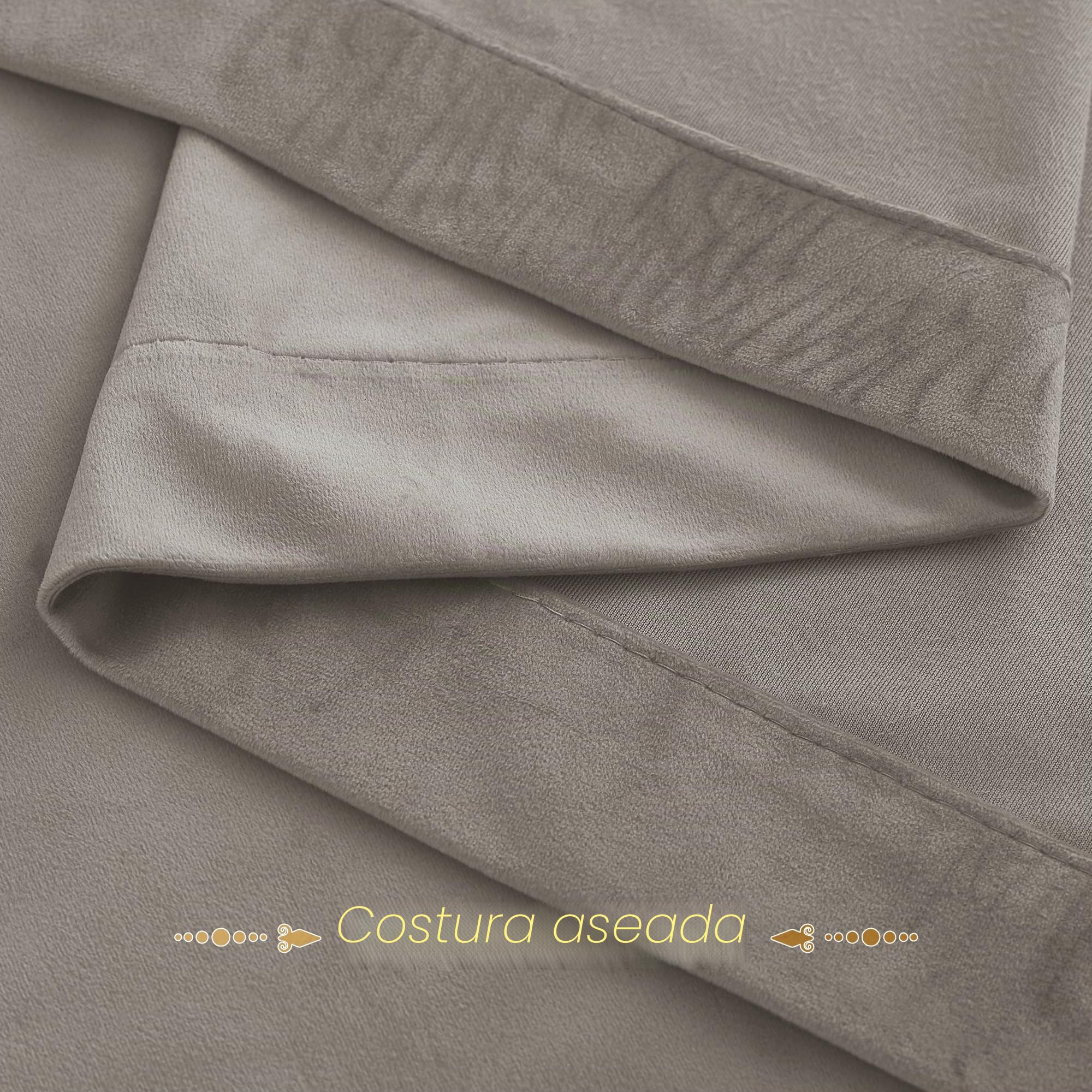 PONY DANCE Cortinas 3 Metros para Dormtiorio con Fruncidas, Cortinas Salon Opacas Termicas de Terciopelo(300 g/m2) para Rieles 1 Pieza para Ventanas Grandes,300x240cm,Taupe