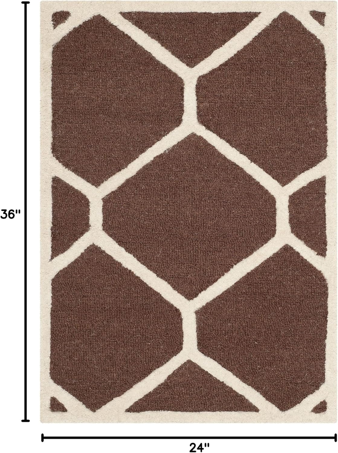 SAFAVIEH Cambridge Collection Accent Rug - 2' x 3', Dark Brown & Ivory, Handmade Moroccan Trellis Wool, Ideal for High Traffic Areas in Entryway, Living Room, Bedroom (CAM144H)