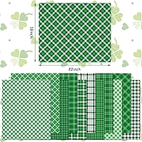 Vista 2 de Whaline Paquete de 12 piezas de tela de algodón del Día de San Patricio de 18 x 22 pulgadas, cuadros de búfalo verde con estampado de cuadriculado