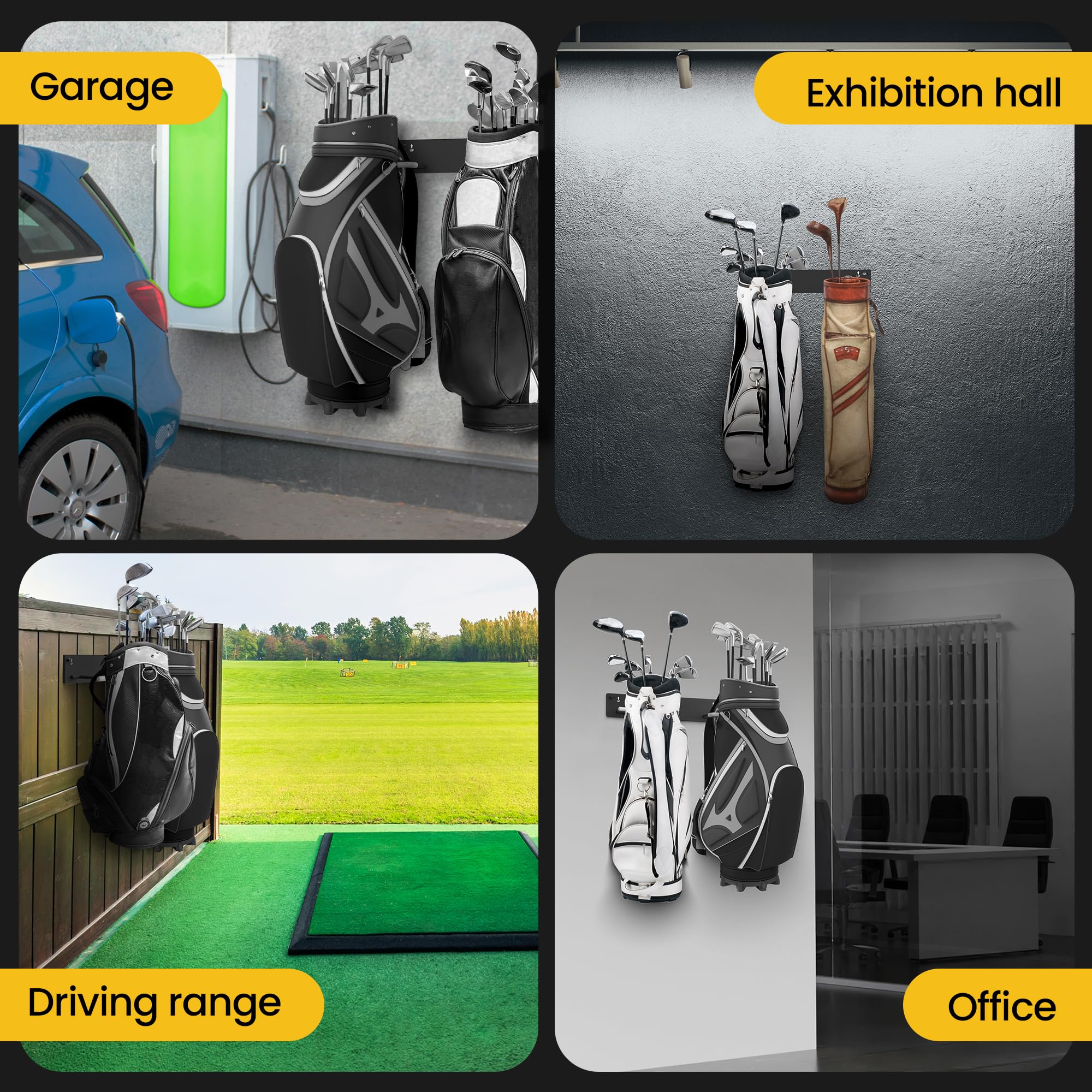 Golftaschen-Aufbewahrungsregal für Garage, Wandhalterung, Golftaschen-Organizer, Golfschlägerregal für Garage, Golftaschen-Aufhänger/Halter, Haken, Golf-Aufbewahrungssystem und Zubehör (2