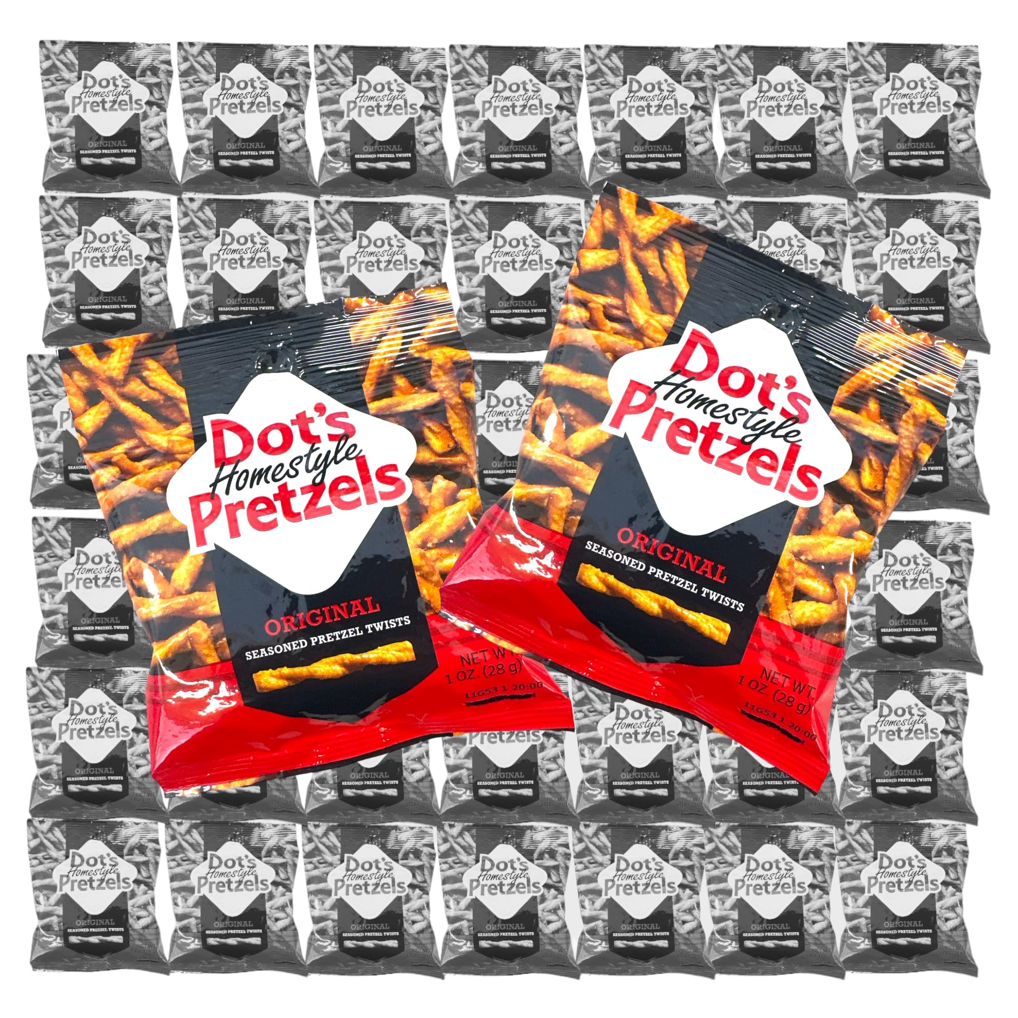Dot's Pretzels Individual Bags Homestyle Original Seasoned - 36, 1oz Snack Size Bags - Includes Logic Dealz On-The-Go Baggie and Snack Clip