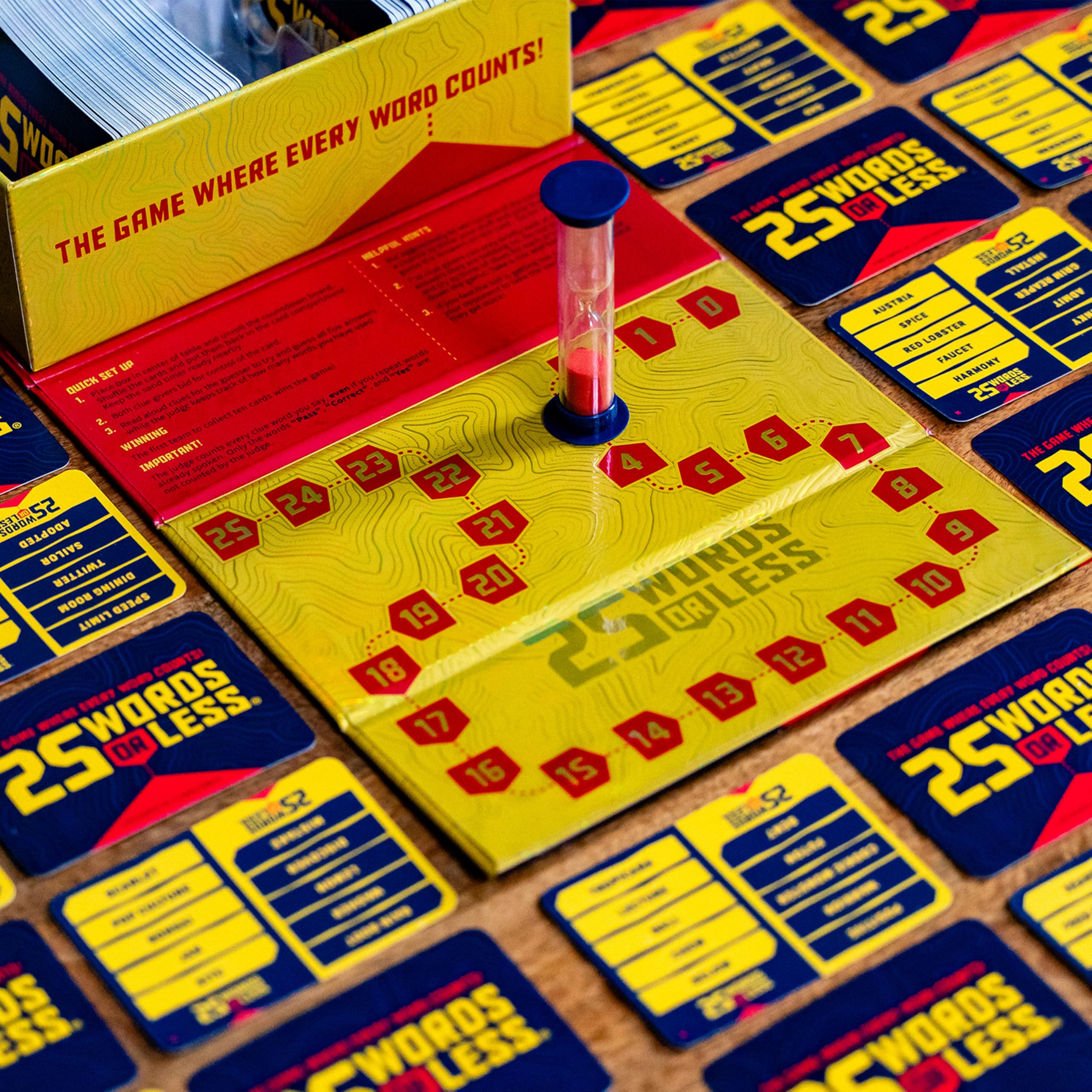 Brettspiel mit 25 Wörtern oder weniger, finden Sie die geheimen Wörter heraus, bevor die Zeit abläuft, 300 Karten, Timer und Countdown-Brett inklusive, schnelles Partyspiel für Familien und Erwachsene