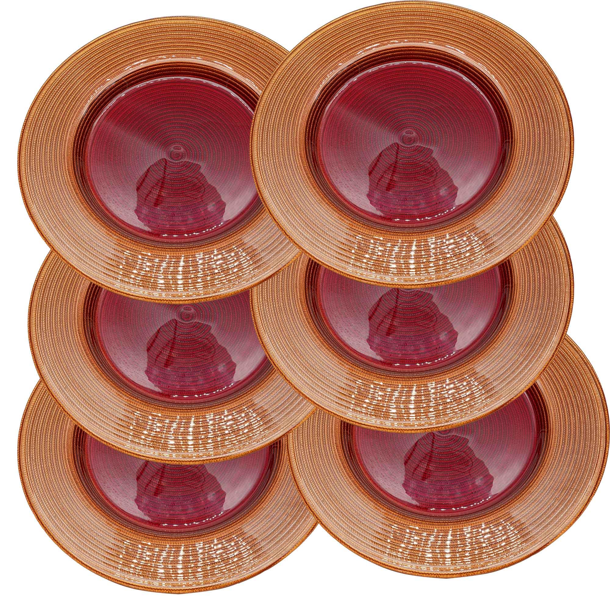 Gala&K | Caja de 6 bajoplatos de cristal | Colección ESPIRAL | Redondos | Ø 33,5 cm.