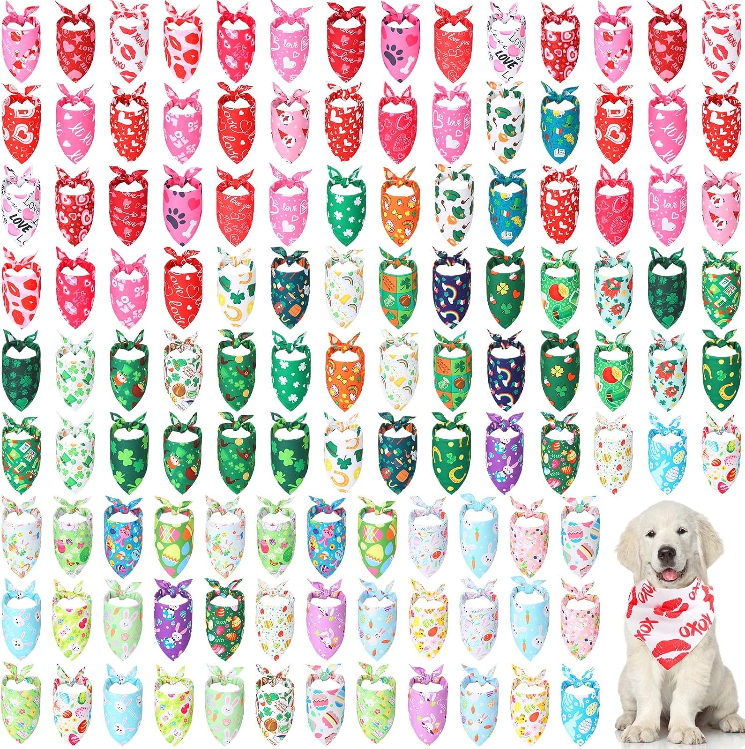 120 Pieces Holiday Dog Bandanas Bulk Valentine's Day