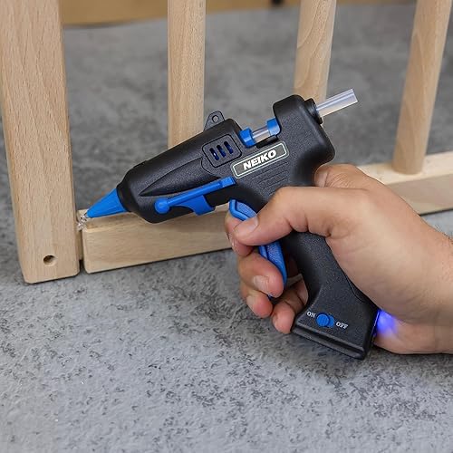 Miniatura 7 de NEIKO 02660A Pistola de pegamento inalámbrica, pistola de pegamento caliente recargable de 15 W, 10 barras de pegamento incluidas, boquilla