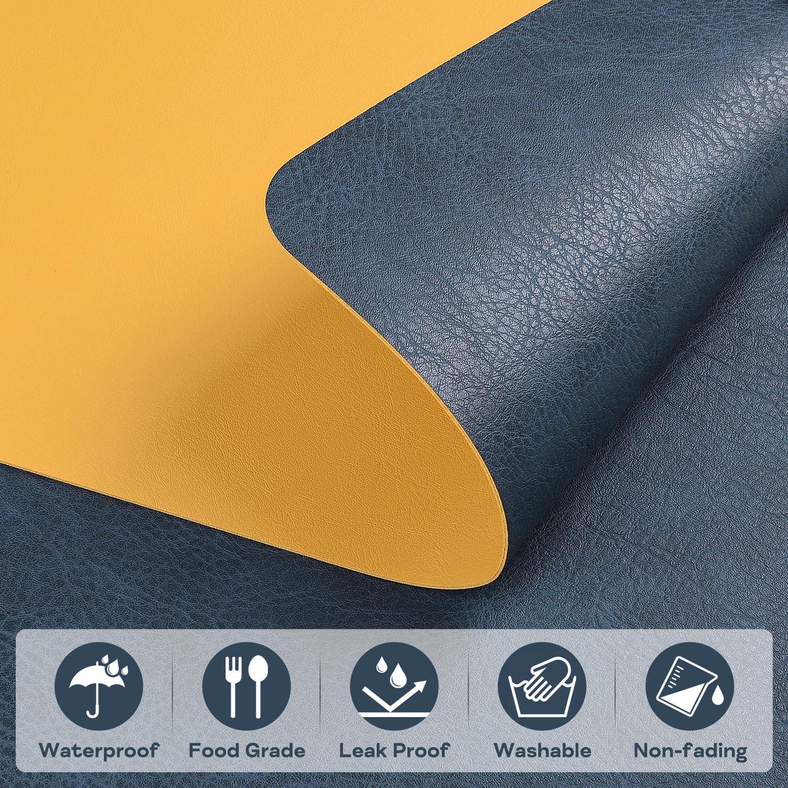 APLKER Placemats Set of 6, Waterproof Washable Table Mats Set of 6 - Image 3