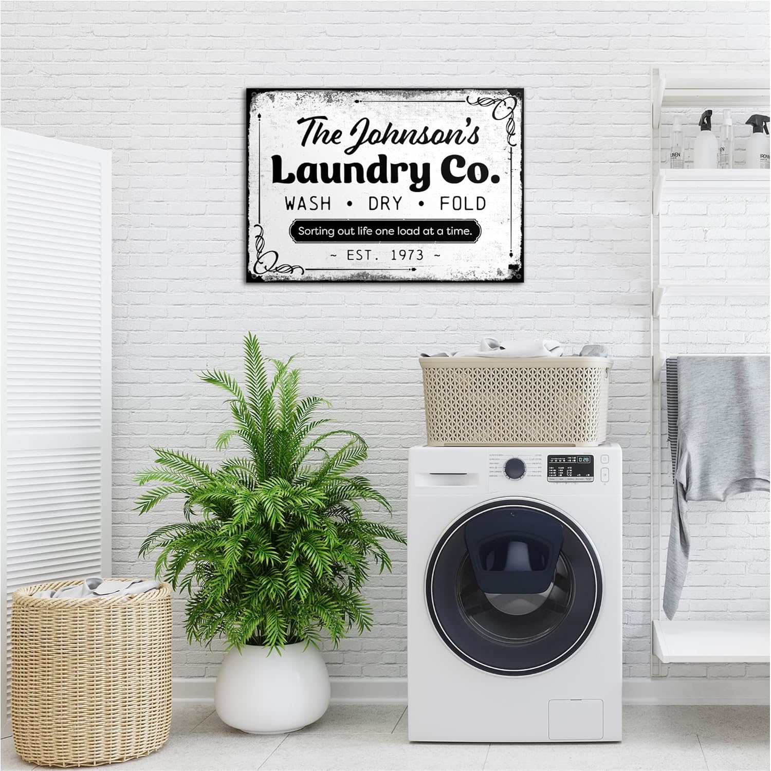 Custom Laundry Room Co. Wash Dry and Fold Sign, Custom Name For Laundry Room Decor Sign, 14x20 Inches, Rust Free ACM, Fade Resistant, Made in USA by My Sign Center
