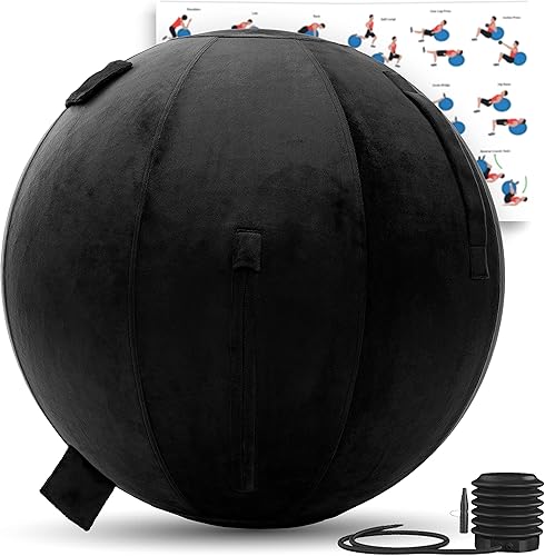 Miniatura 44 de Husband Pillow Pelota de ejercicio, cubierta con bomba para yoga, pilates, estabilidad de equilibrio de fitness, asiento de silla de pelota de