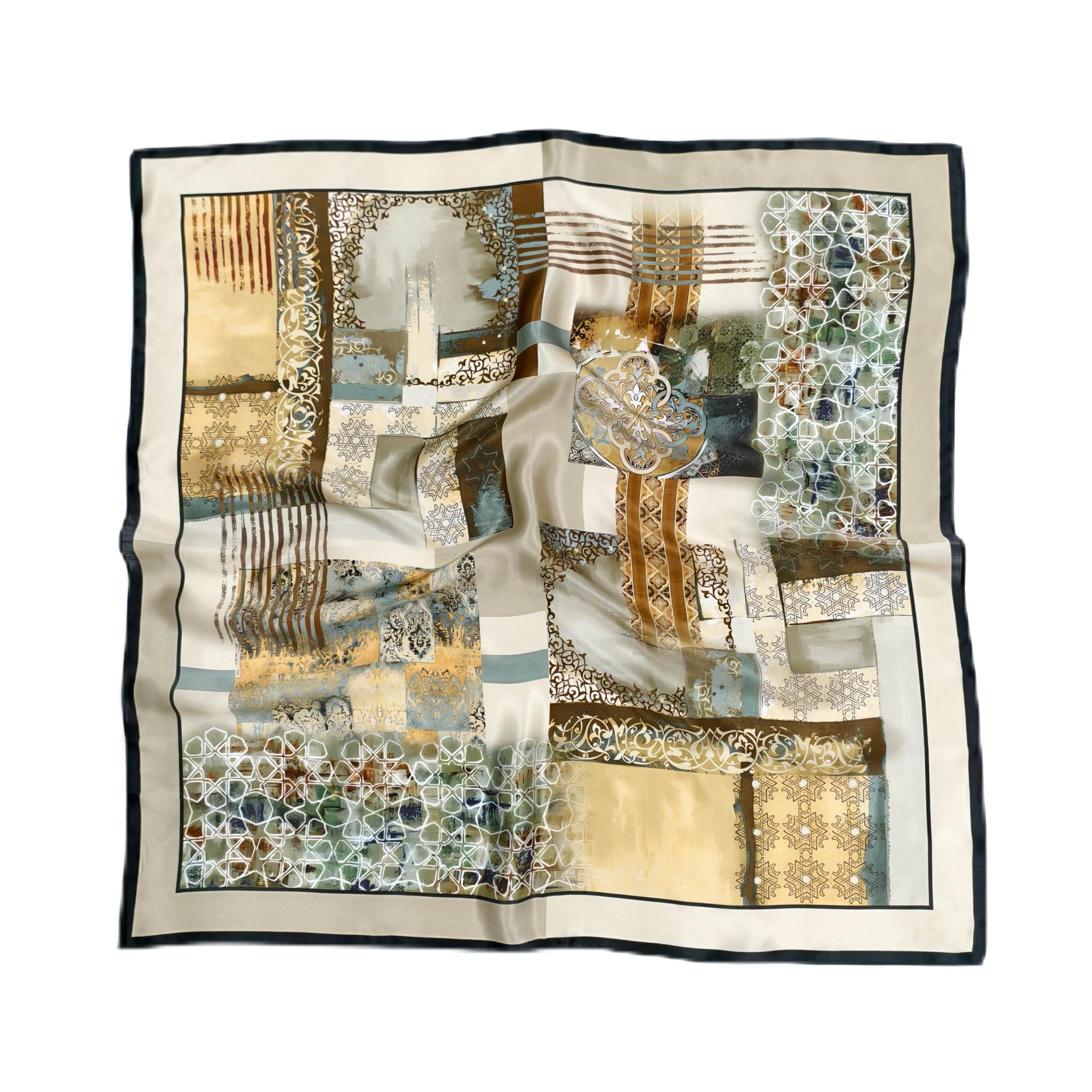 Foulard en 100 % pure soie de mûrier - 90 x 90 cm - Foulard de qualité supérieure pour femme - Collection Classics The Royal Opera Collection - Avec enveloppe cadeau