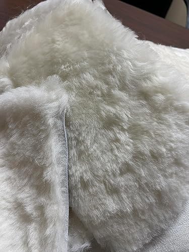 Miniatura 2 de Remanentes de cuero de lana de oveja, cuero de oveja y lana, chatarra de lana de cordero, aproximadamente 16-18 piezas de 10 x 5 pulgadas (aprox. 2