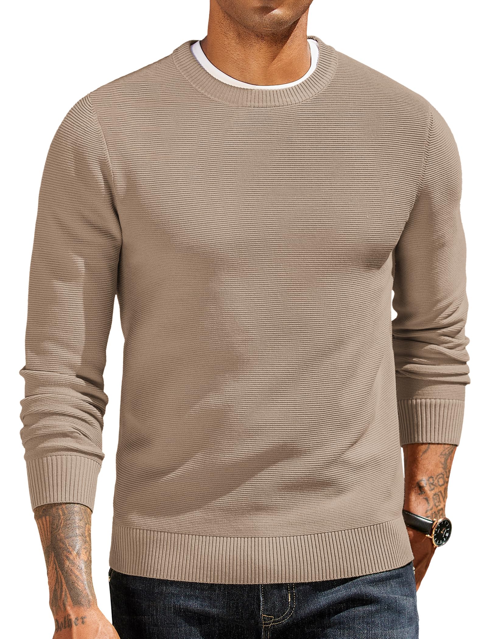 COOFANDY Herren Pullover Langarm Strickpullover mit Rundhalsausschnitt Pulli Casual Business Sweater Winterpullover
