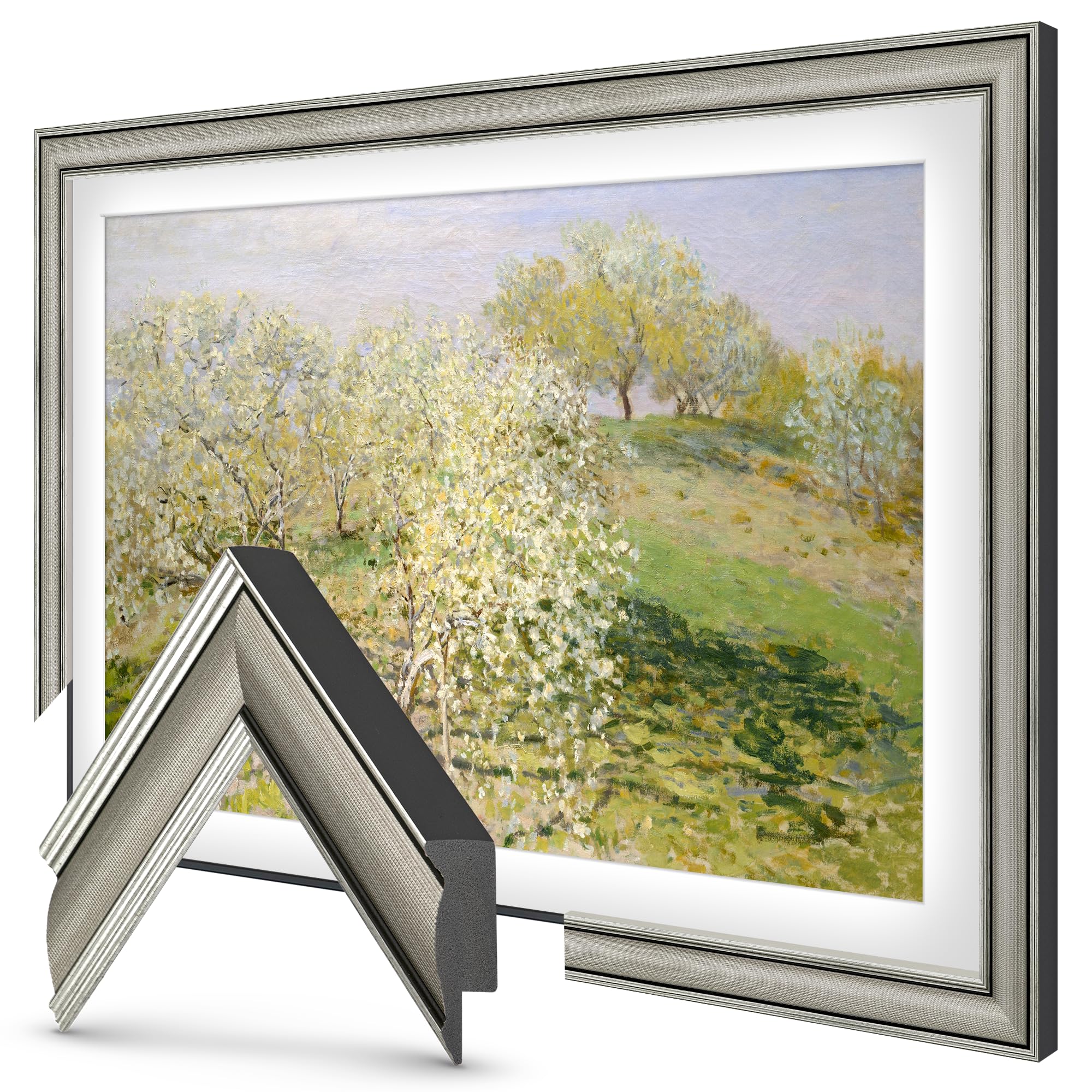 Industrial Nickel 43" Slim Deco TV Frame - Compatible ONLY with Samsung The Frame TVs (Fits 2021-2025, LS03A, LS03B, LS03C, LS03D, LS03FA)