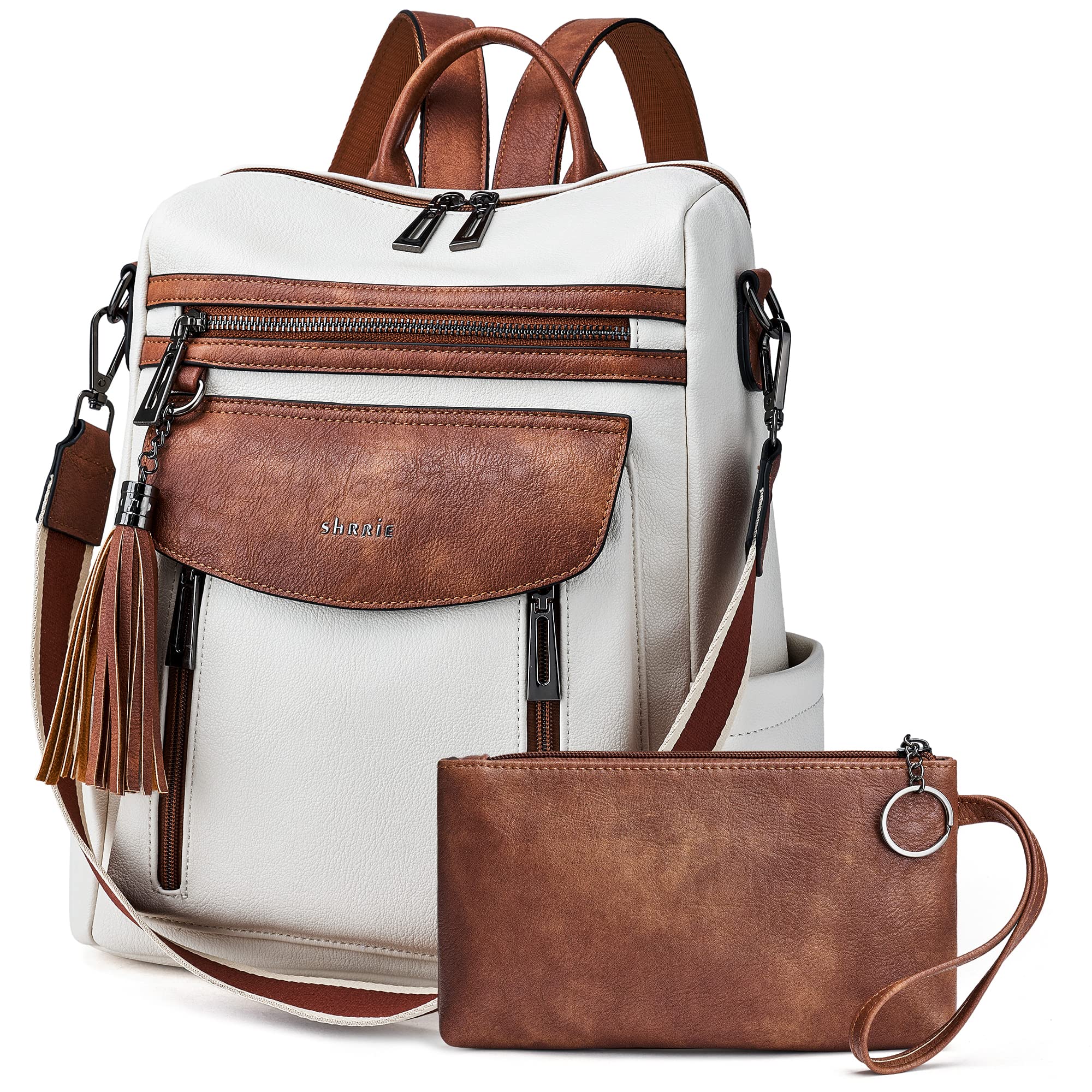 Shrrie Backpack Purse for Women Fashion Leather Backpack Purse Designer Travel Backpack Convertible Shoulder Bag