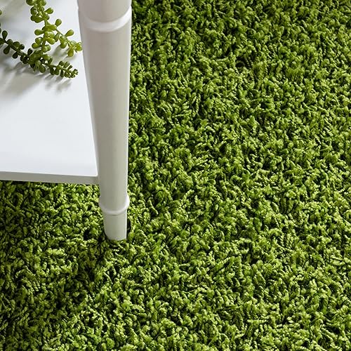 Miniatura 6 de Unique Loom Colección Solid Shag - Alfombra de área (8 pies x 10 pies, ovalada, color verde hierba)