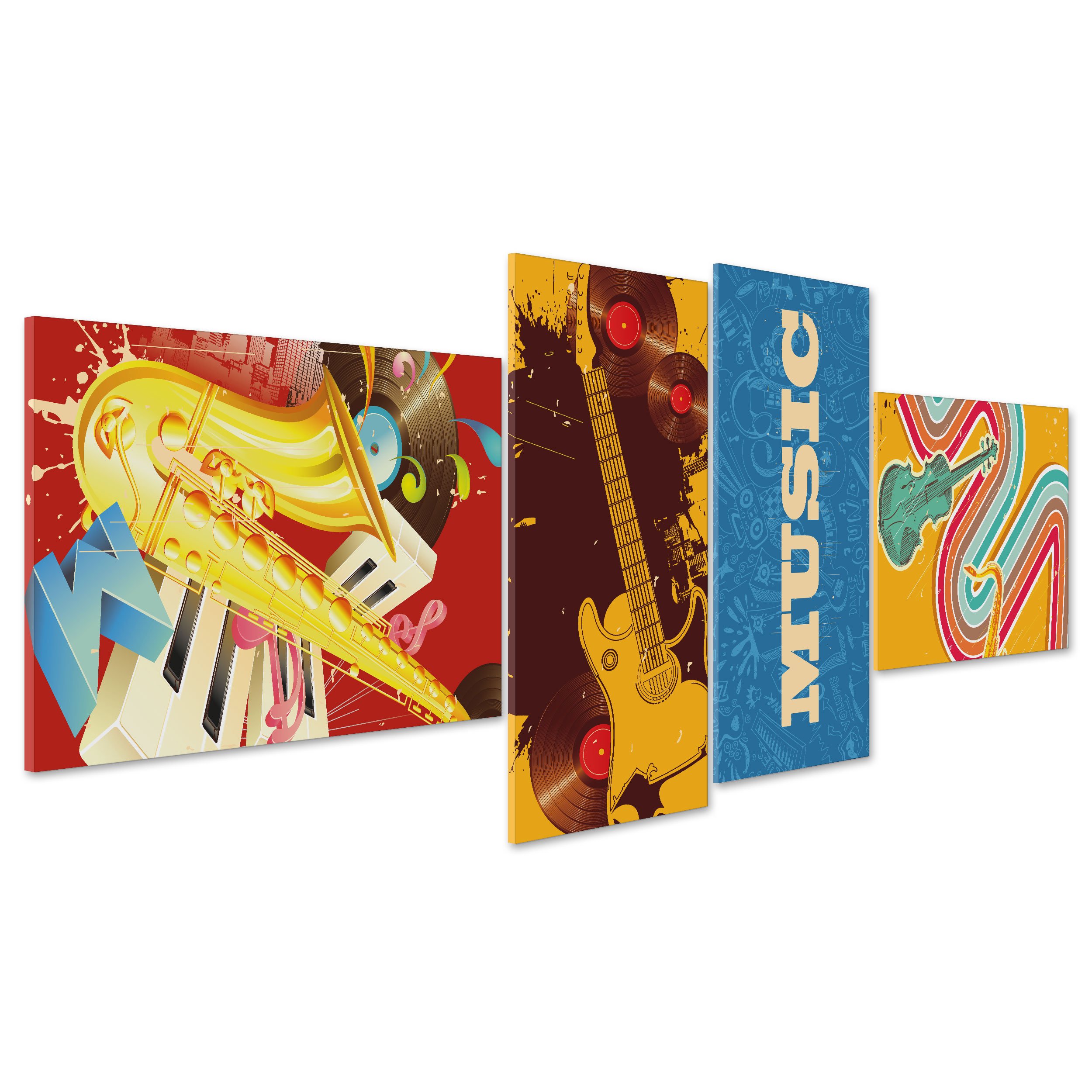 ConKrea Tableau sur toile - encadré - Prêt à accrocher - Musique Art - Deejay Set - Pop Jazz Rock Blues - Design graphique - 170 x 70 cm (cod.236)
