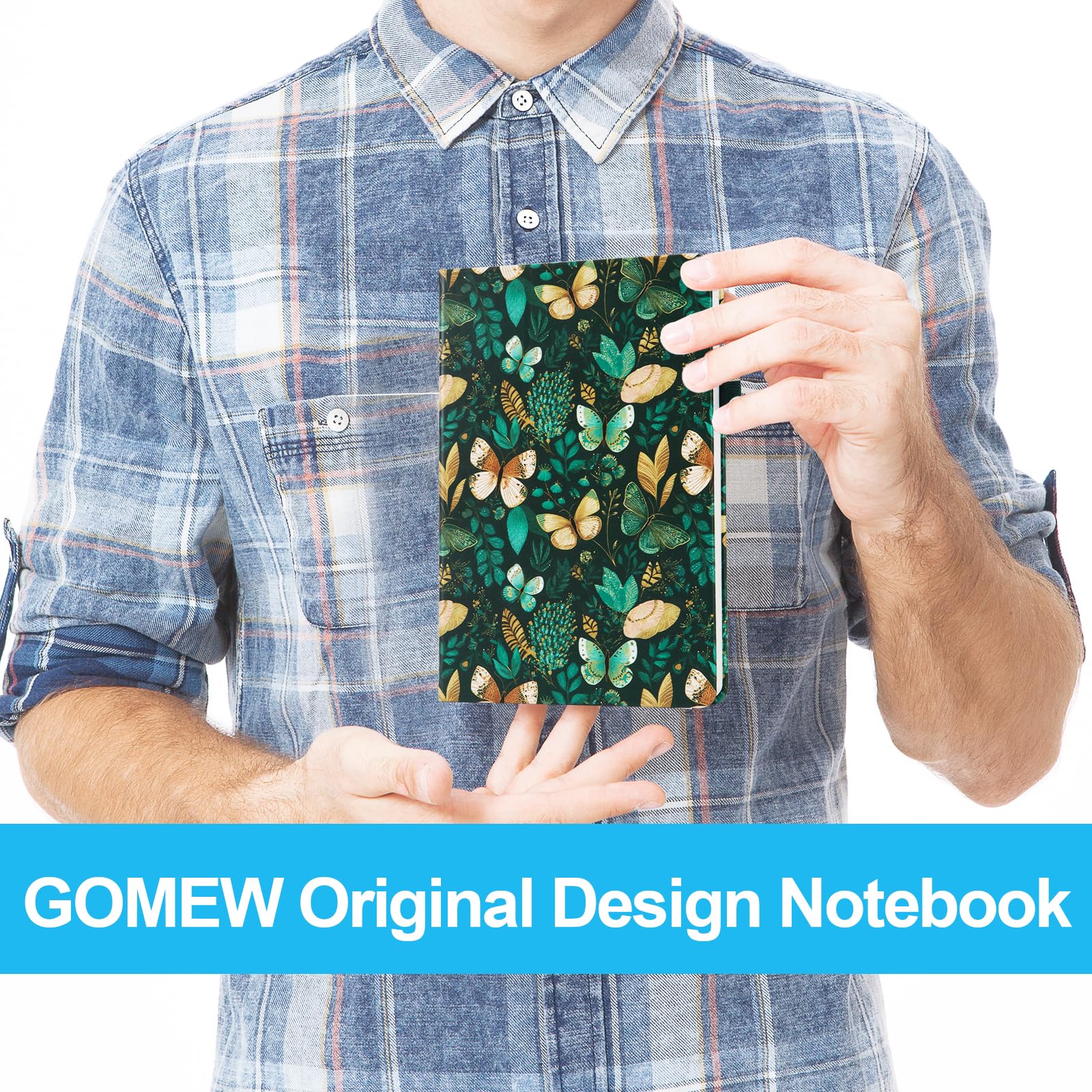 A5 Dotted Journal Notizbuch für Frauen, 160 Seiten, 100 g/m² dickes Papier, Punktraster Journal für Journaling, Planung, Gewohnheitenverfolgung & Notizen, grüner Schmetterling