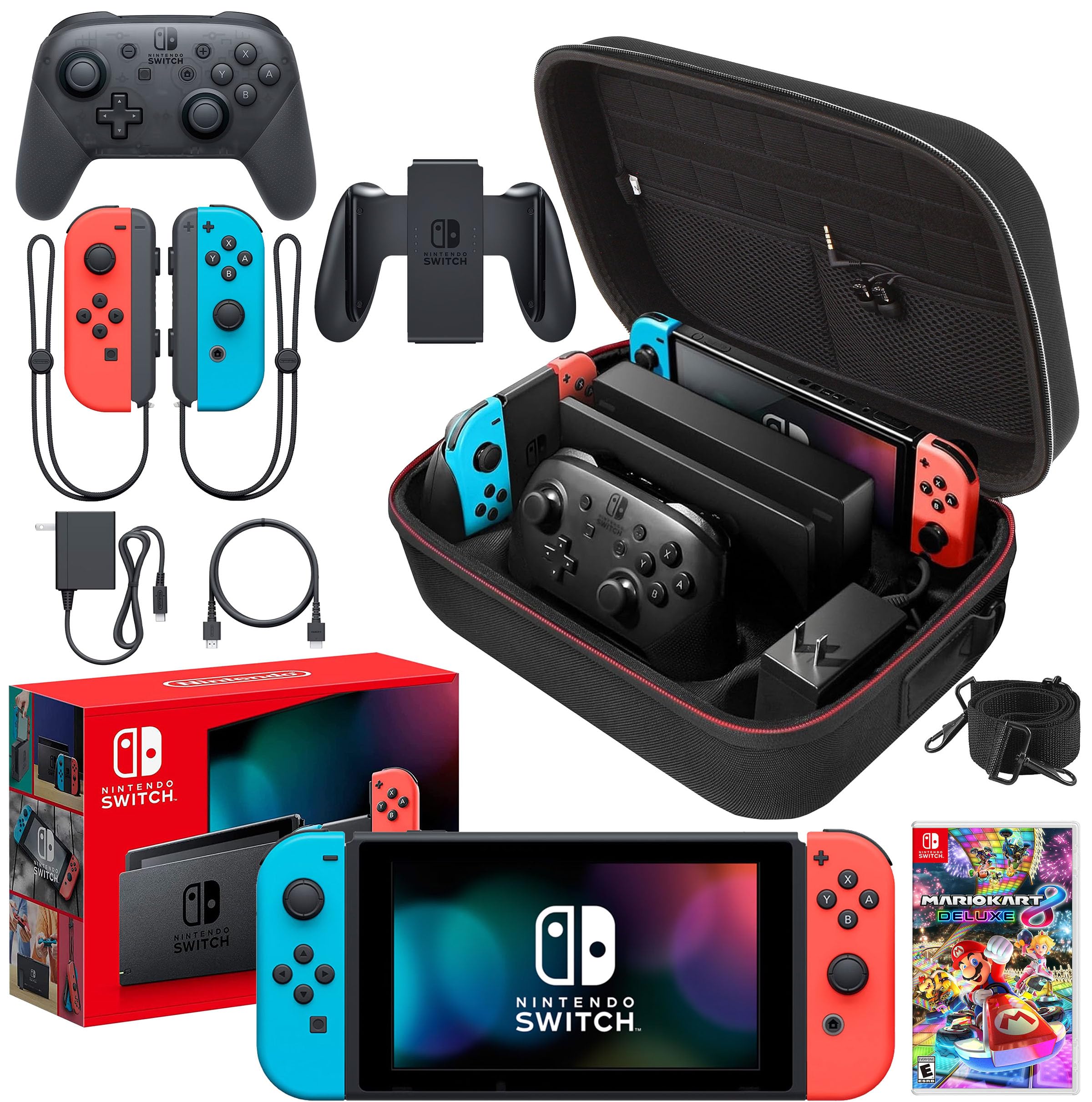 Amazon.com: Nintendo Switch Neon Blue/Red with Mario Kart 8 Deluxe