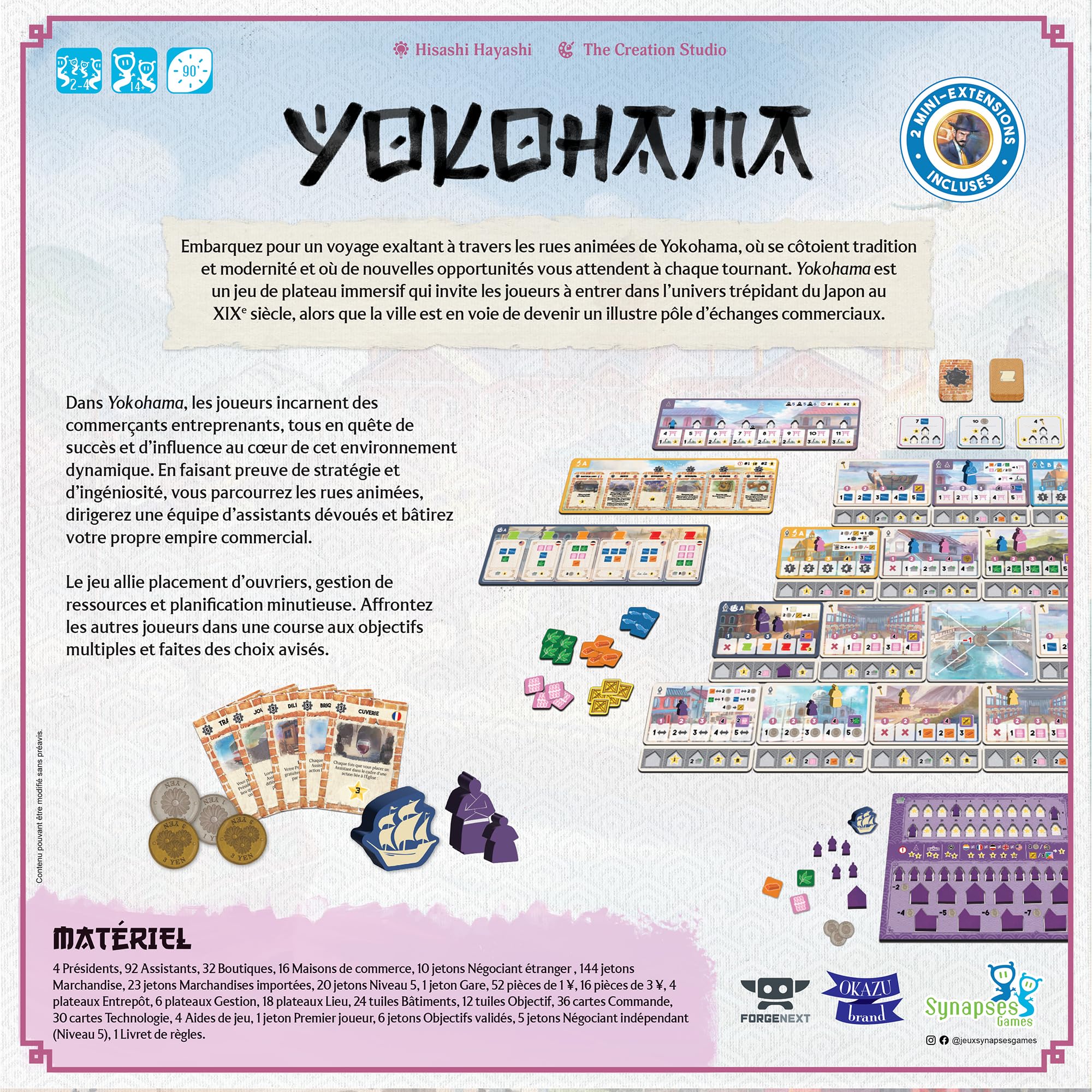 Asmodee Synapses Games Yokohama - Gry planszowe - Gry planszowe - Gra strategiczna i umieszczająca od 14 lat - 2 do 4 graczy - wersja francuska