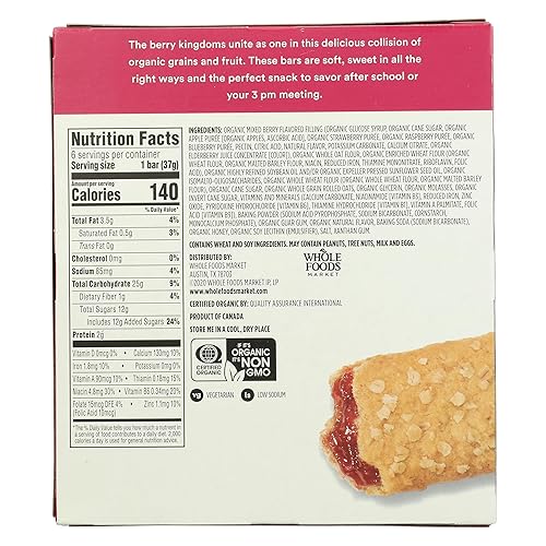 Miniatura 2 de 365 by Whole Foods Market, Barra de cereales de bayas mixtas orgánicas, 6 unidades, 7.8 onzas