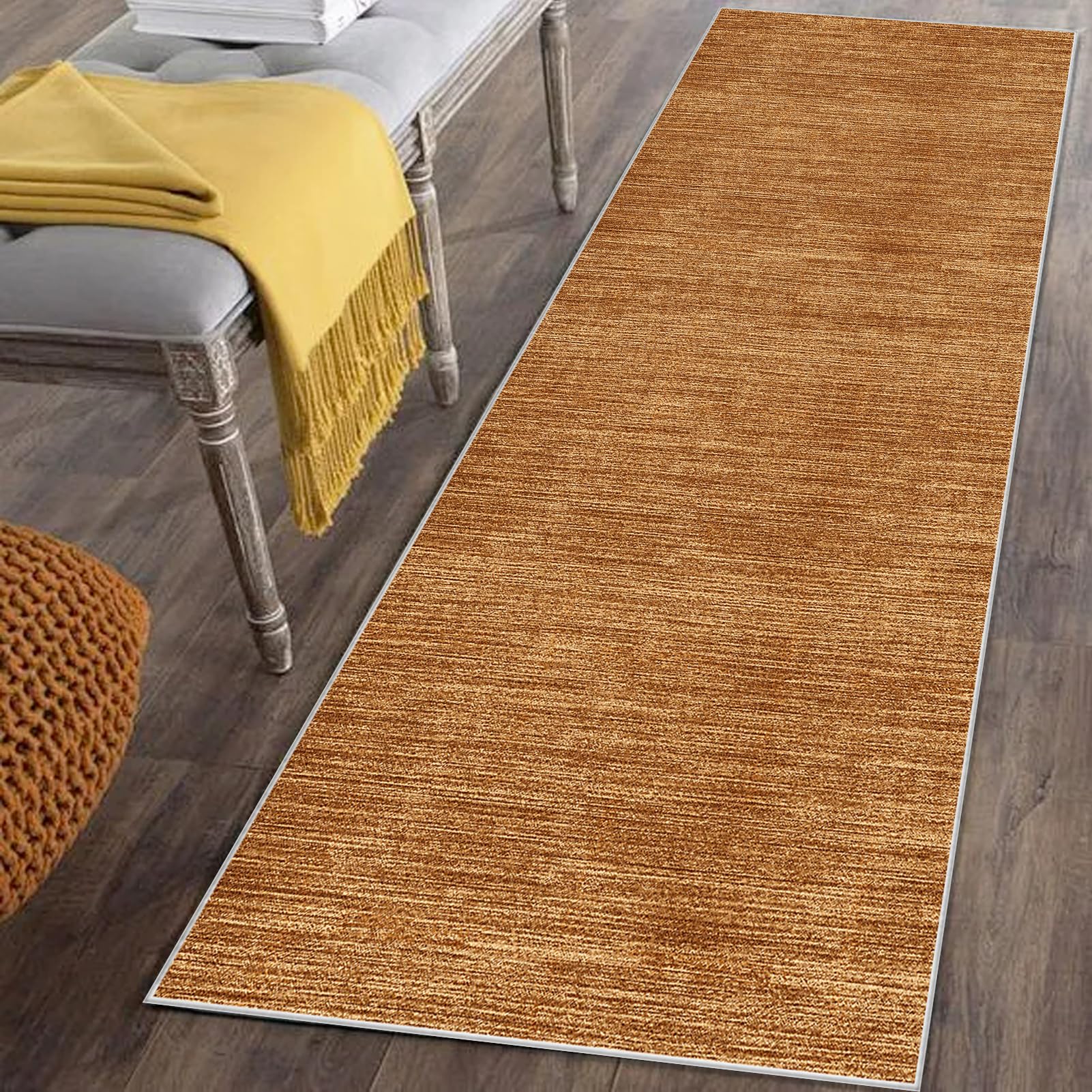 Carpet Runners for Hallway 100 x 450 cm Orange Non-Slip Washable Floor Carpet for Kitchen Runner Rug for Entryway Hallway Hall Runner Low Pile Area Rug Narrow Rug Runner for Hallway Kitchen Bedroom