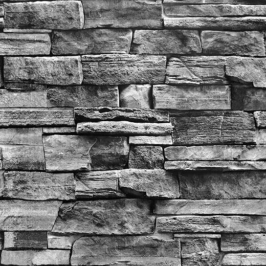 Jeweluck Grey Brick Wallpaper Peel and Stick Wallpaper 17.7inch×118.1inch Faux Stone Self Adhesive Wallpaper Kitchen Backsplash Peel and Stick Brick Contact Paper Removable Wall Paper Decor Vinyl