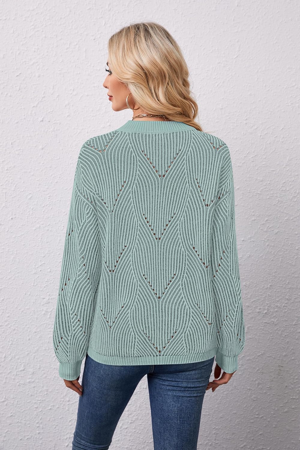 Women's Sweaters Fall 2025 Casual Long Sleeve Crewneck Cute Striped Pattern Knit Pullover Tops S-XL - Image 6