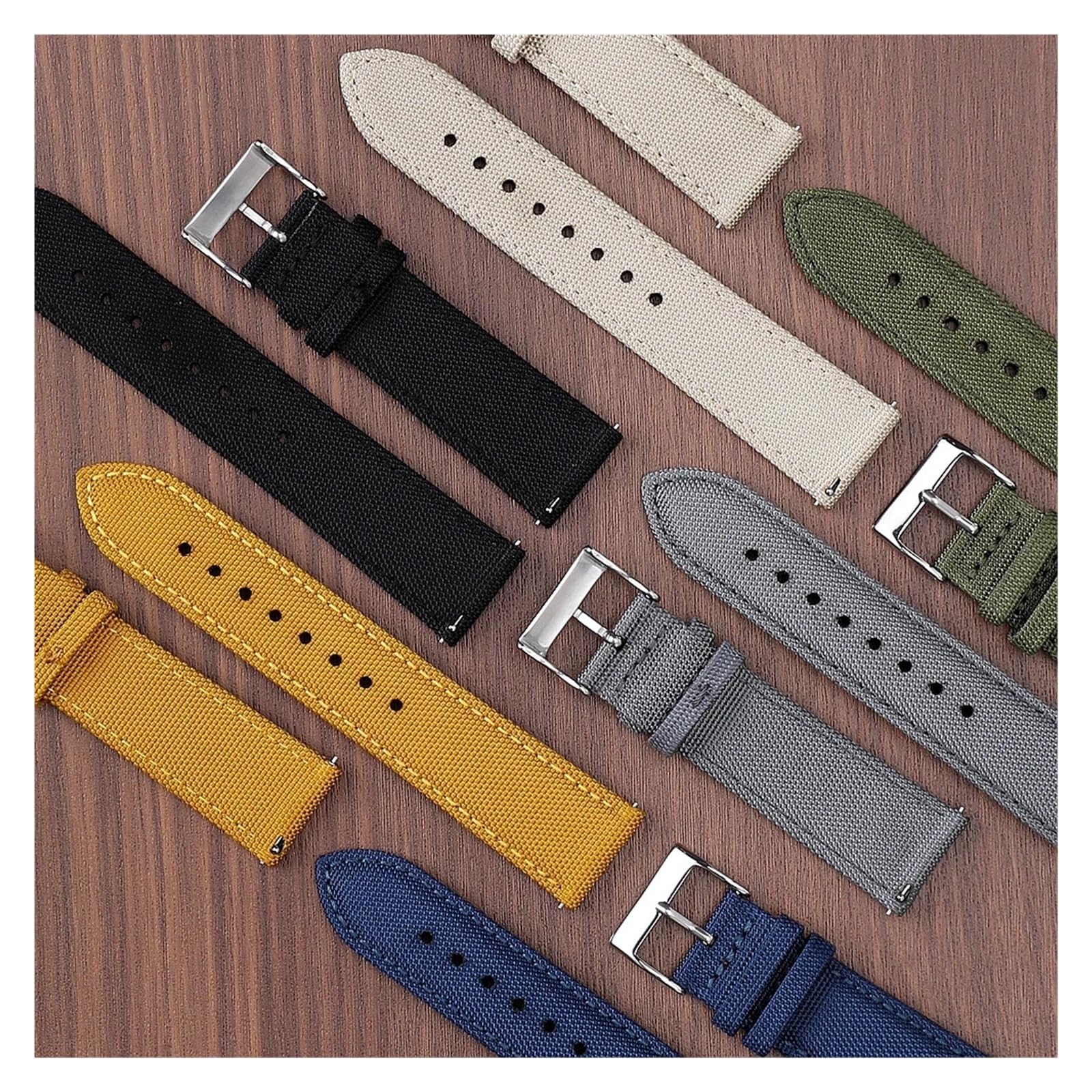 Générique NASUNJIA Bracelet De Montre En Toile Voile Imperméable Qualité Supérieure, 18 Mm, 19, 20, 21, 22, 24, Sport Nylon À Dégagement Rapide For Homme