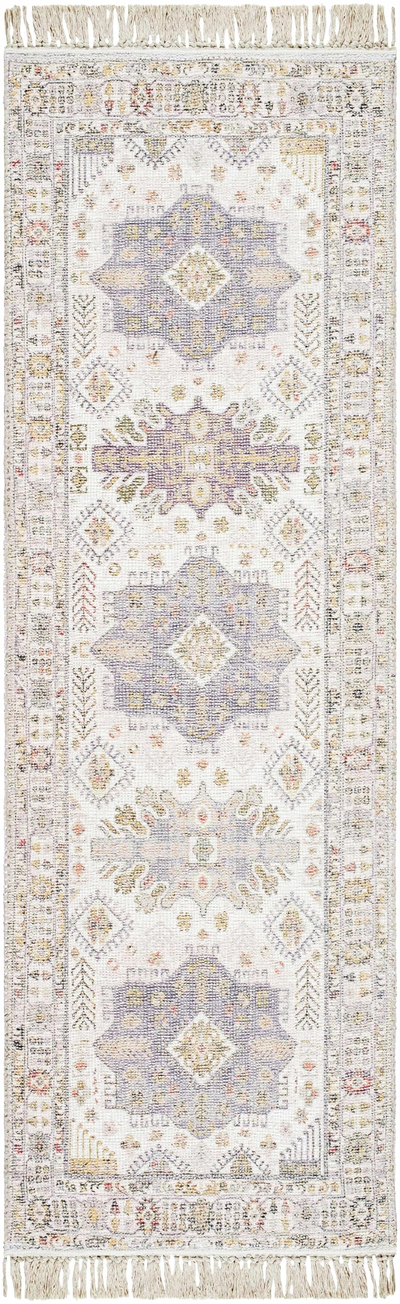 BoutiqueRugs Chaela Traditional Runner Rug - Ivory, Lavender, Mustard - 2'6" x 8' Runner
