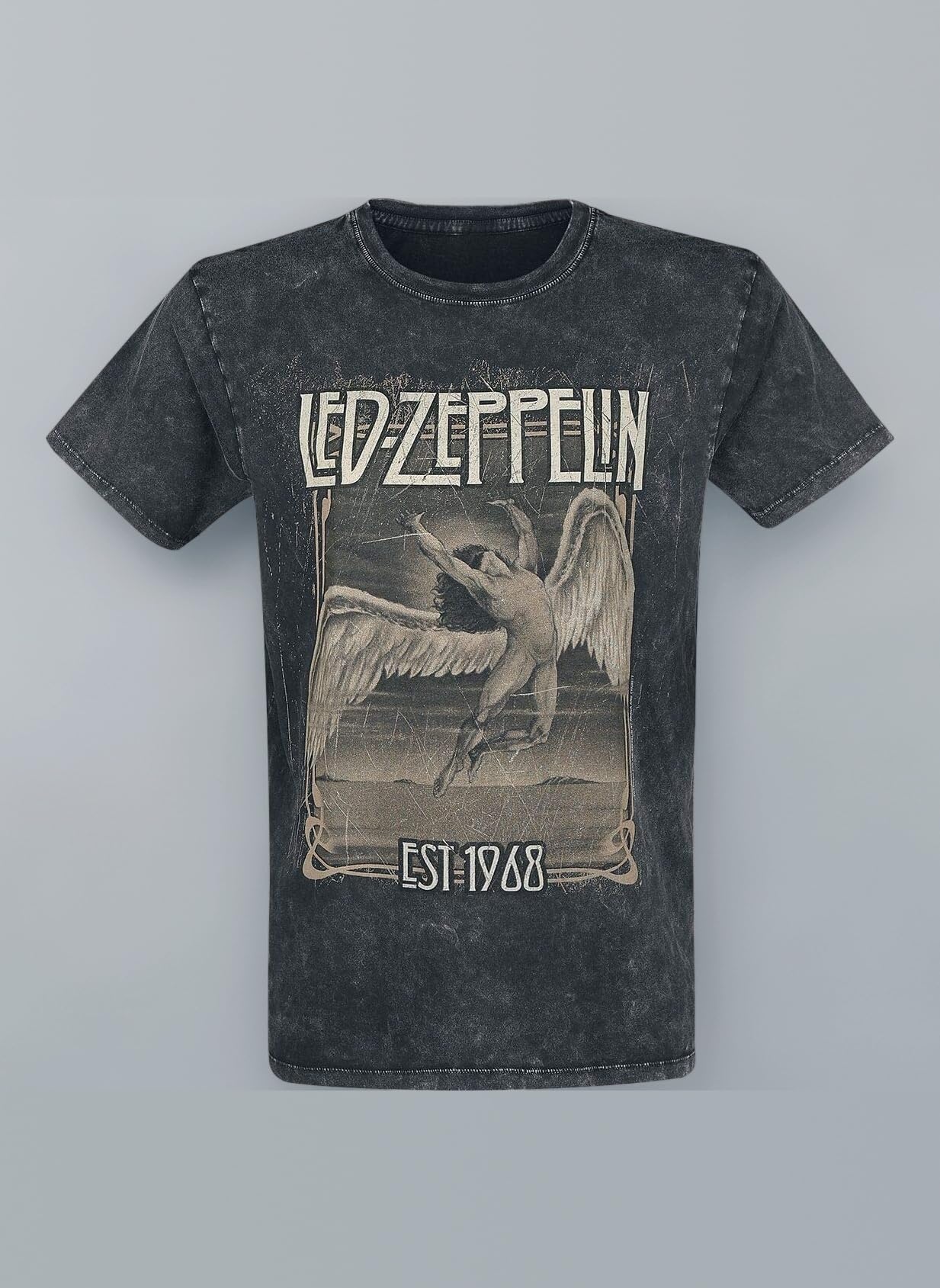 Led Zeppelin Men's Faded Falling T-Shirt Black
