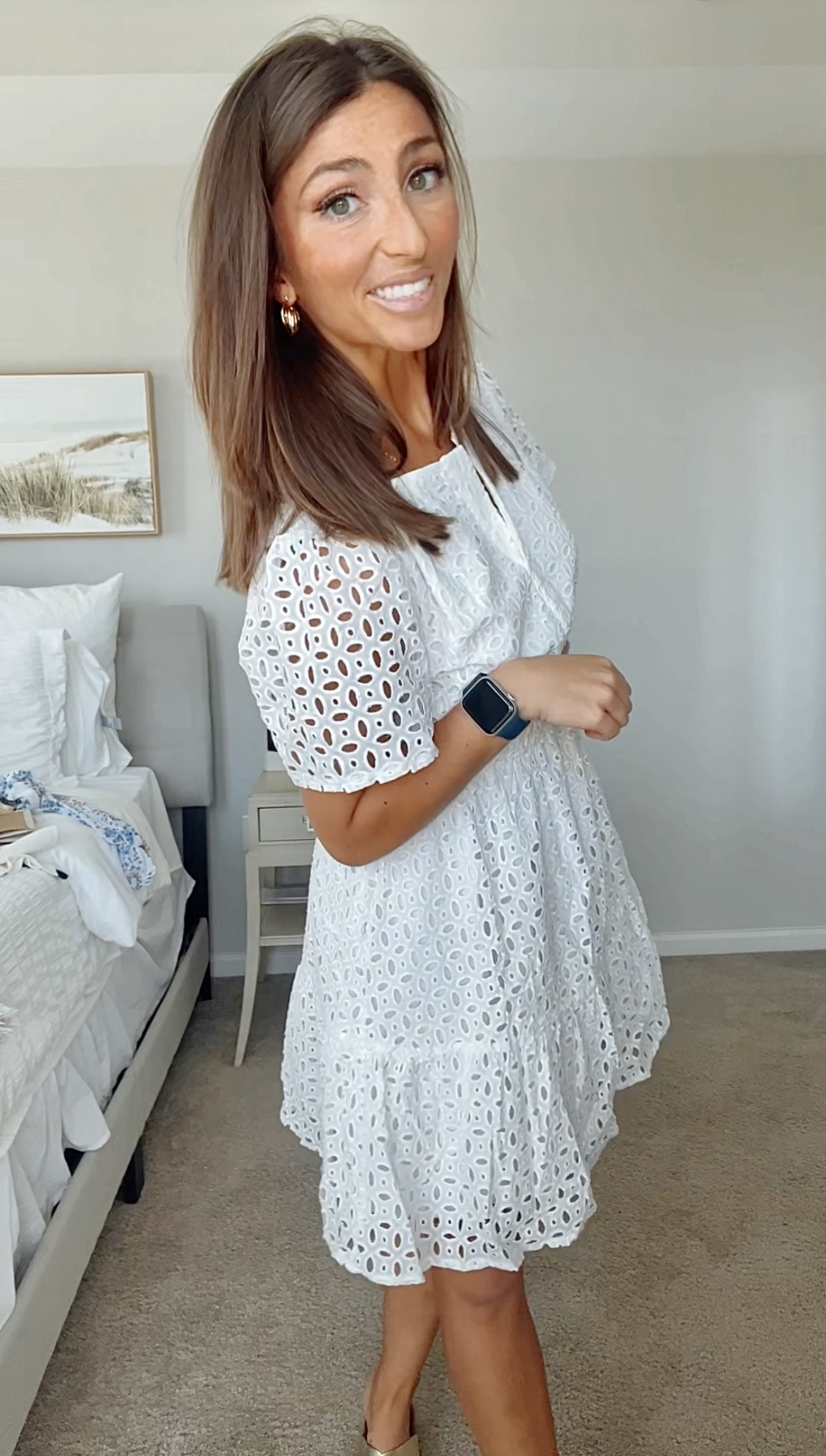 Watch Women's Summer White Short Dress Classic Vacation