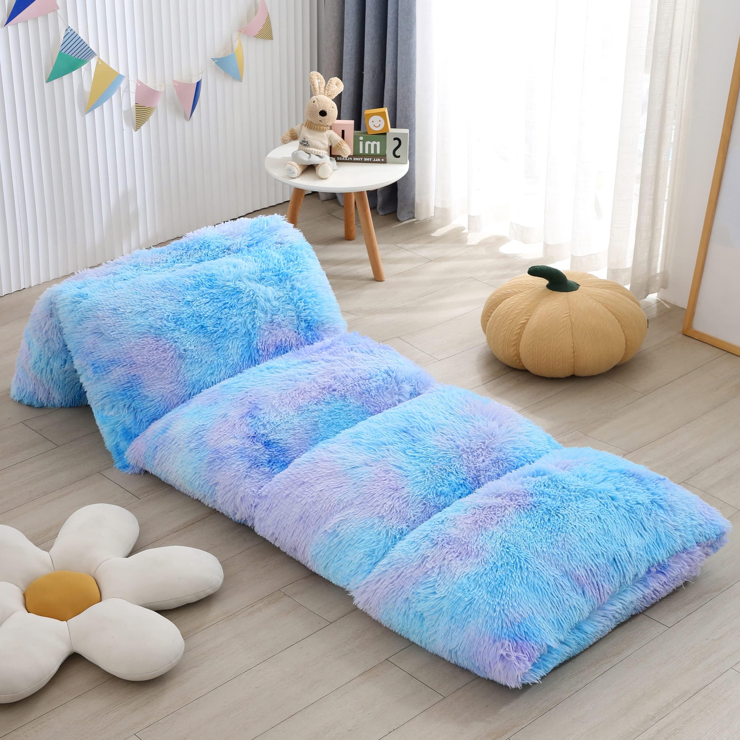 Mengersi Velvet Floor Pillows,Faux Fur Tie Dye Pillow Bed