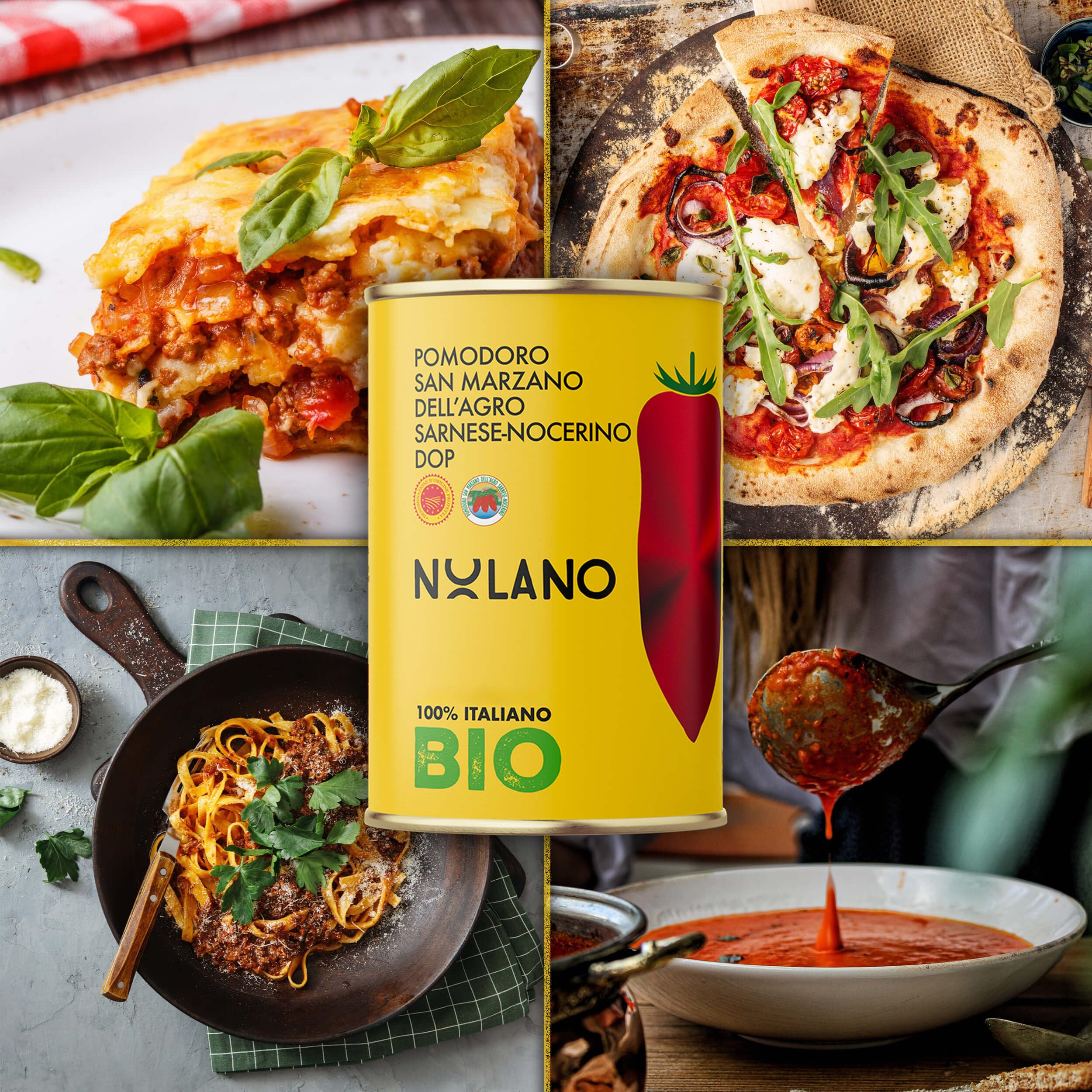 DELICRET - Nolano BIO San Marzano Tomaten DOP – 6x 400g | erste BIO zertifizierte San Marzano weltweit | perfekt für Pizza & Pasta | ganze geschälte Tomaten vom Vesuv (6x 400g)