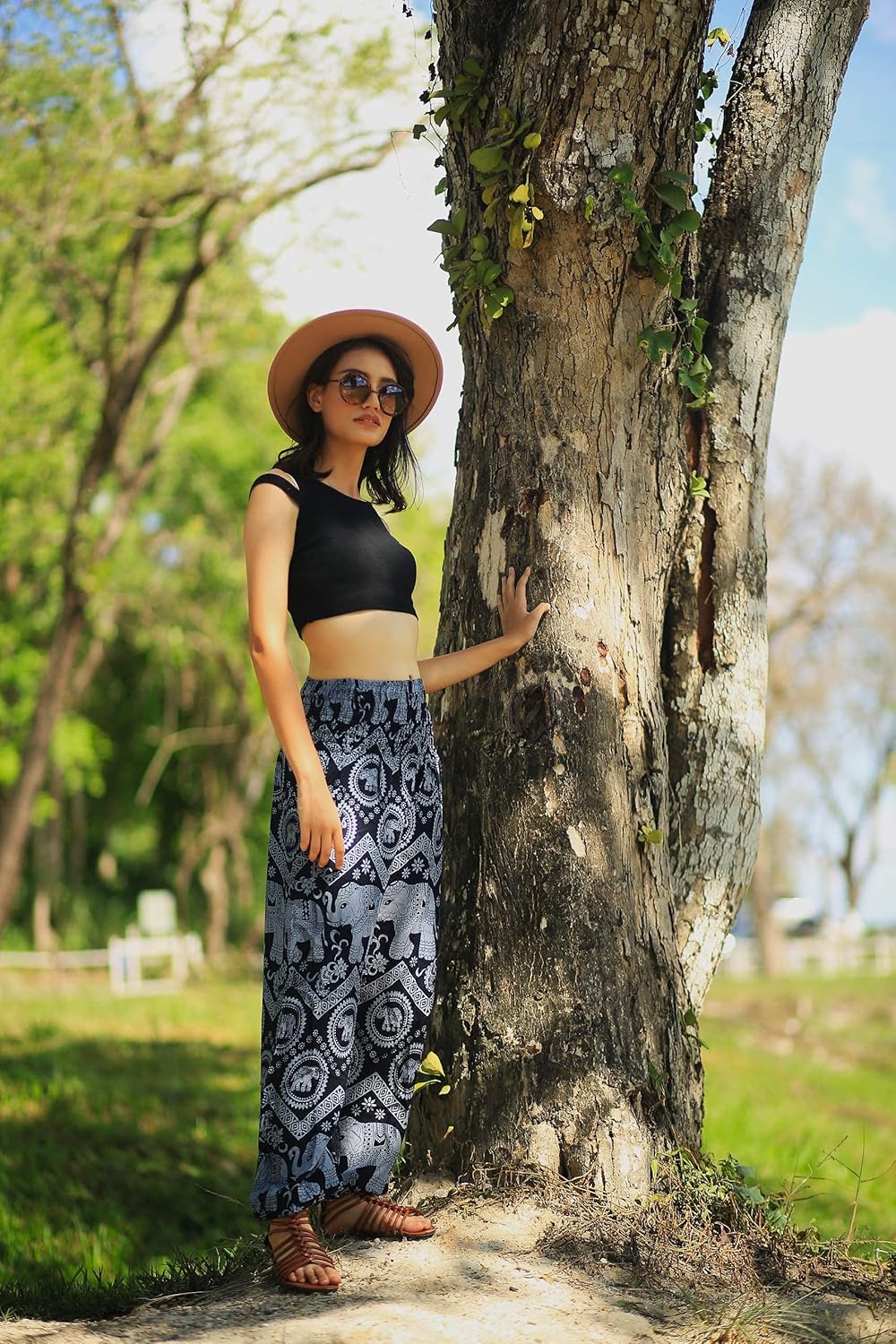 Boho Pants 2-Pocket Flowy Harem Pants Women for Yoga Travel Hippie Clothes